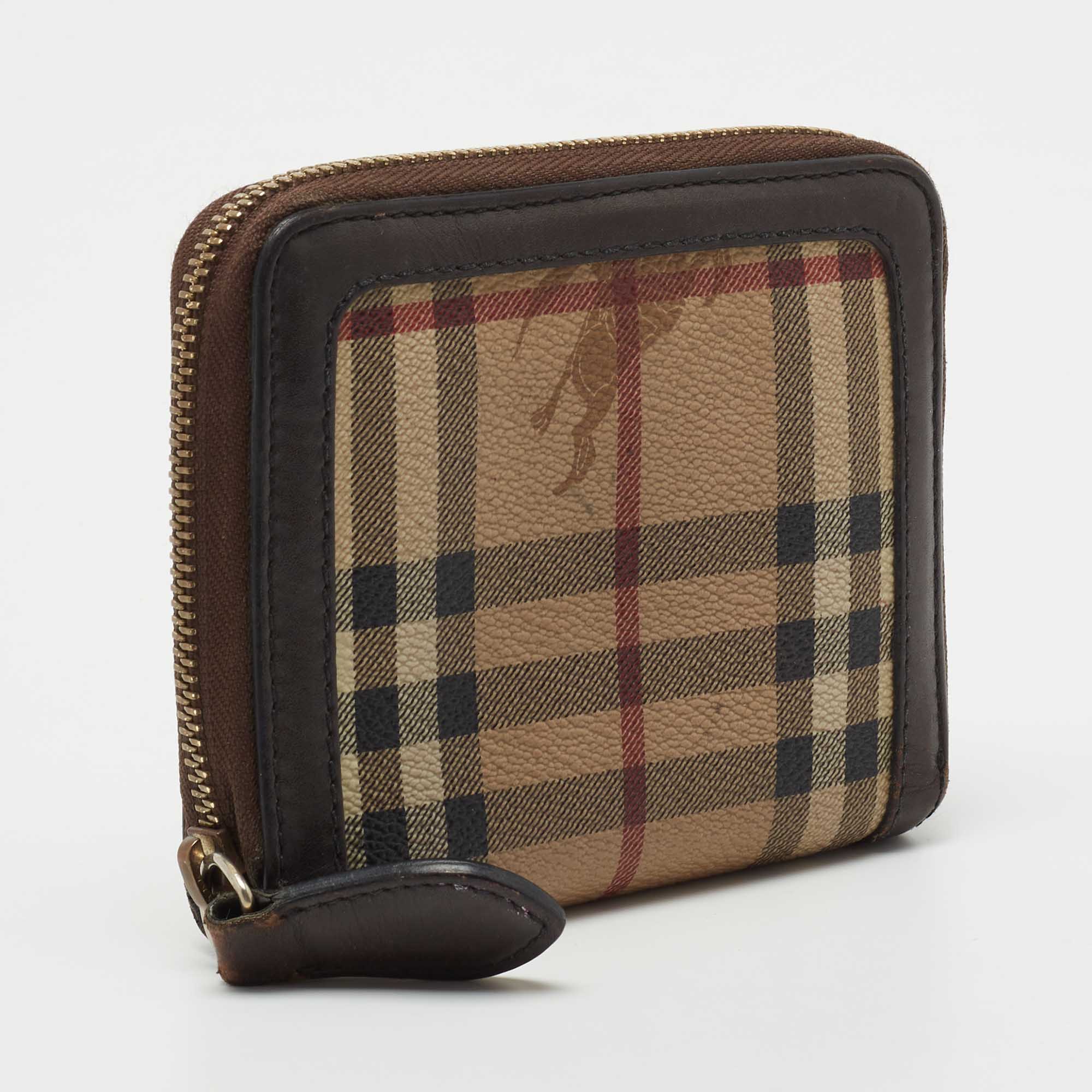 Authentic Burberry buy Haymarket Large Zip Around Wallet