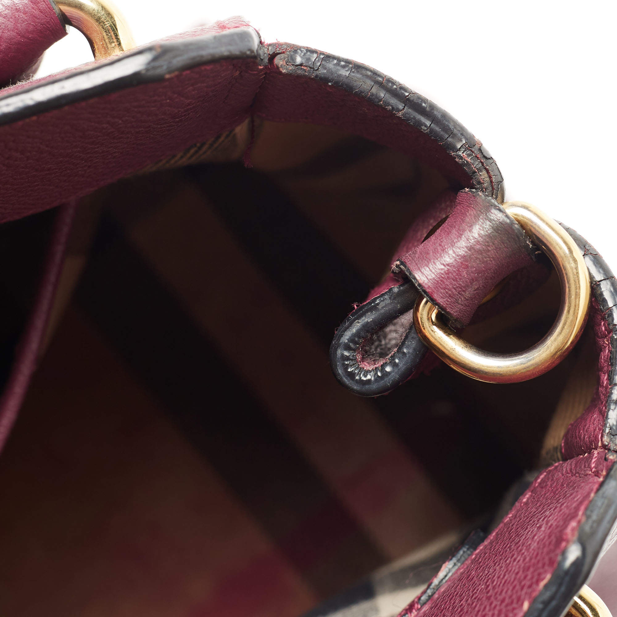 Burberry Burgundy Grained Leather Small Buckle Tote Burberry