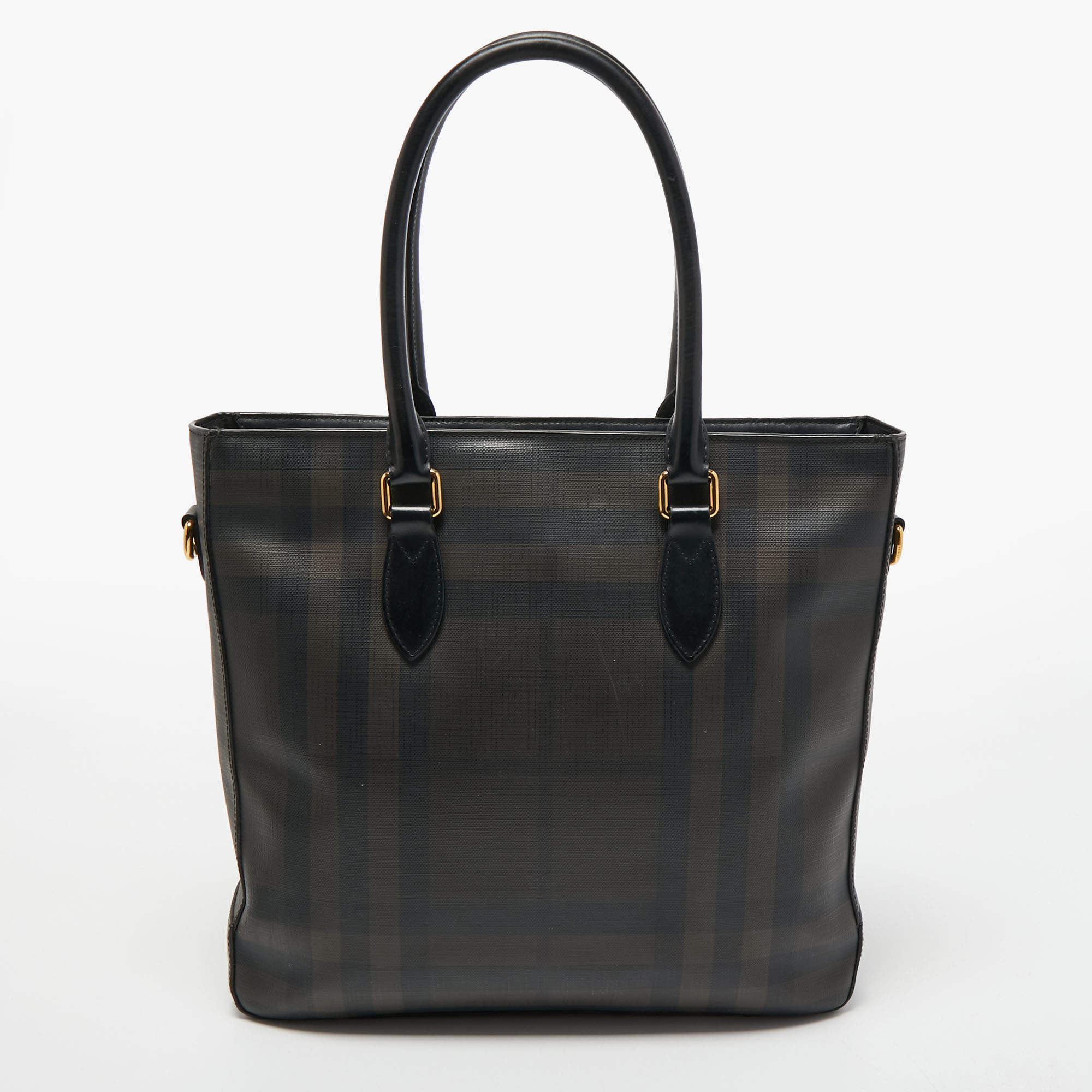 Burberry Black House Check Fabric Bridle Whipstitch Tote Burberry
