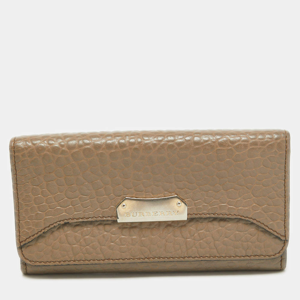 Burberry Beige Leather Flap Continental Wallet