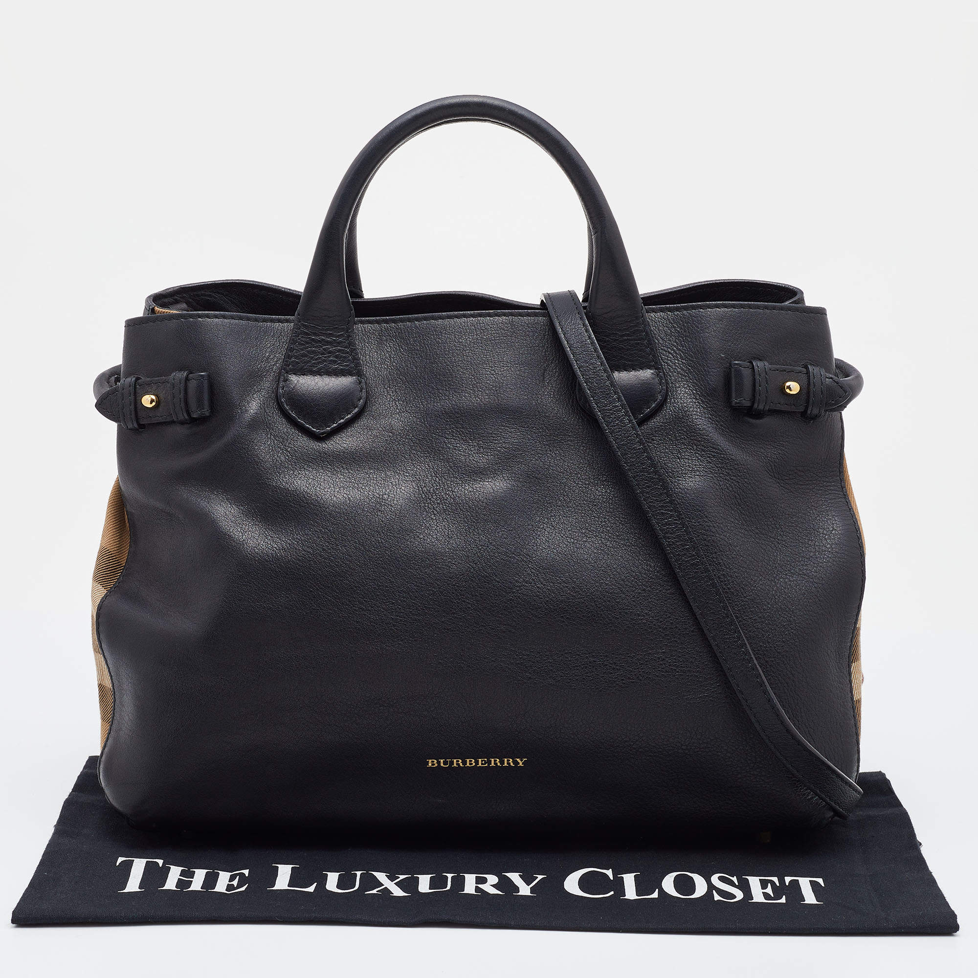 Burberry The Medium Banner in Leather and House Check