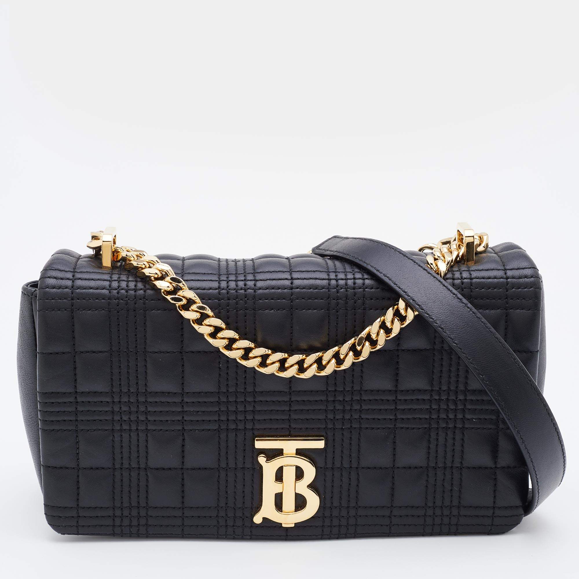 Pre Owned Burberry Black Quilted Leather Small Lola Shoulder Bag
