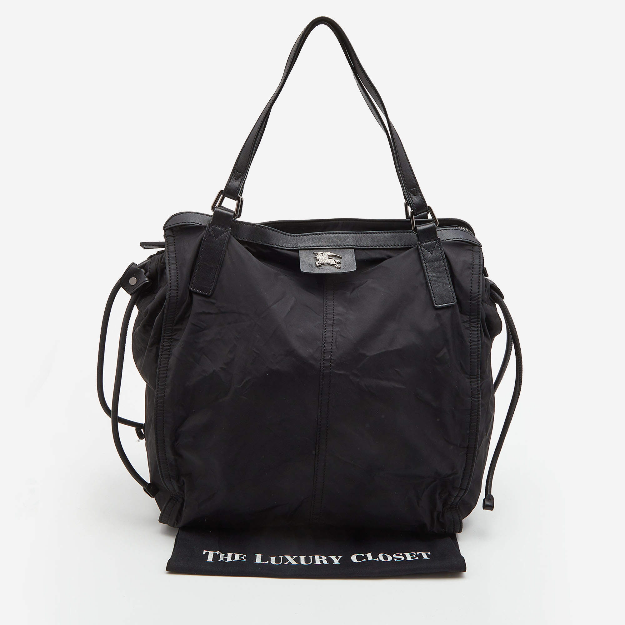 Burberry Black Nylon Leather Buckleigh Tote Bag