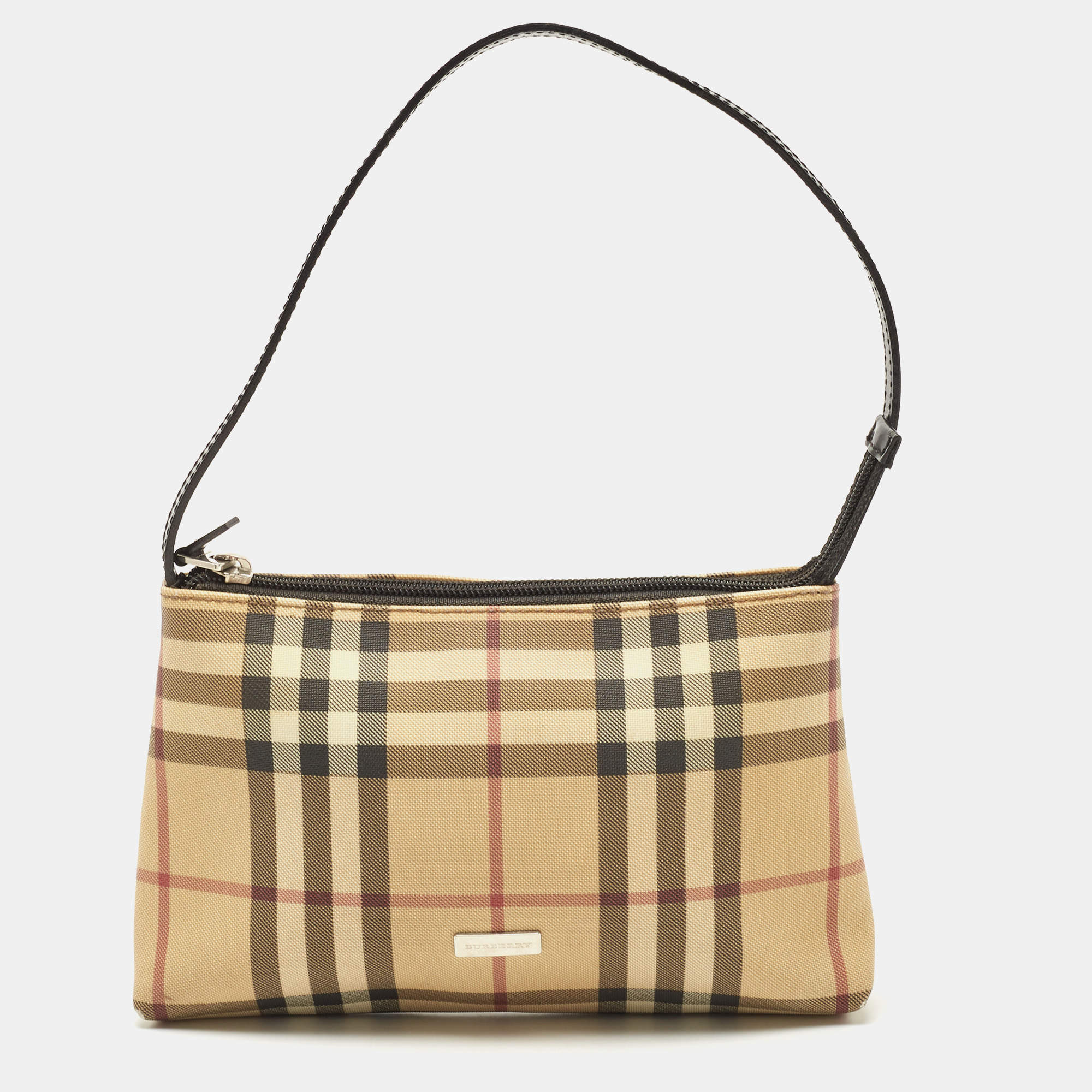 Pre Owned Burberry Beige House Check PVC Pochette 