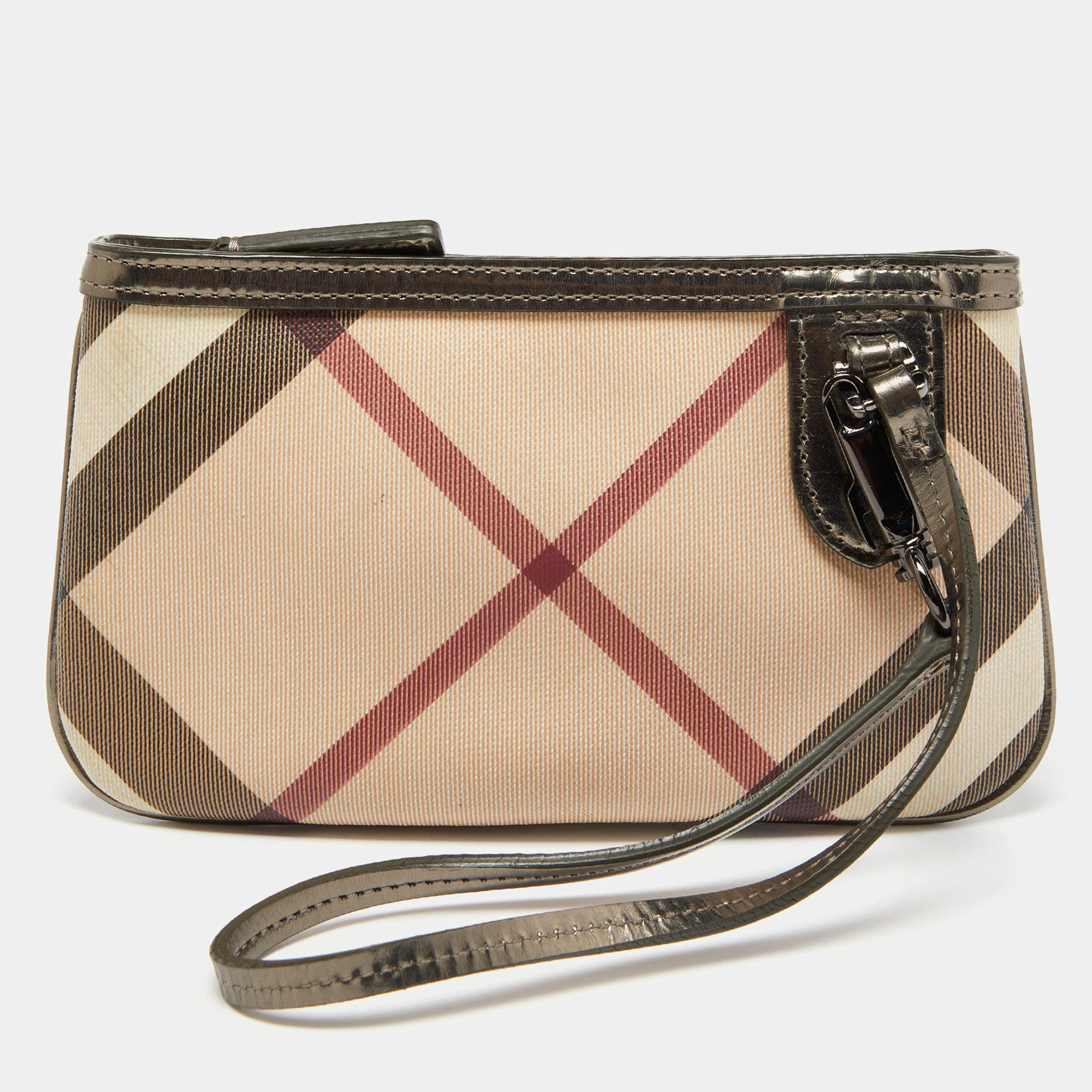 Burberry Metallic/Beige Nova Check PVC and Patent Leather French
