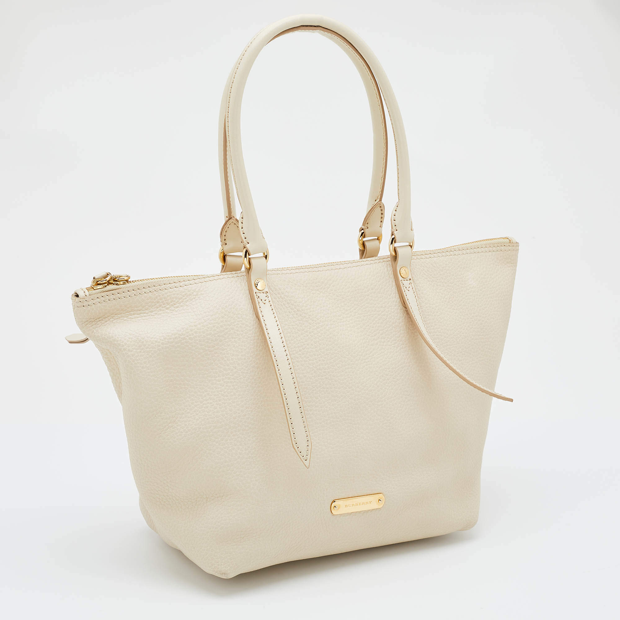 Burberry Off White Leather Small Salisbury Tote