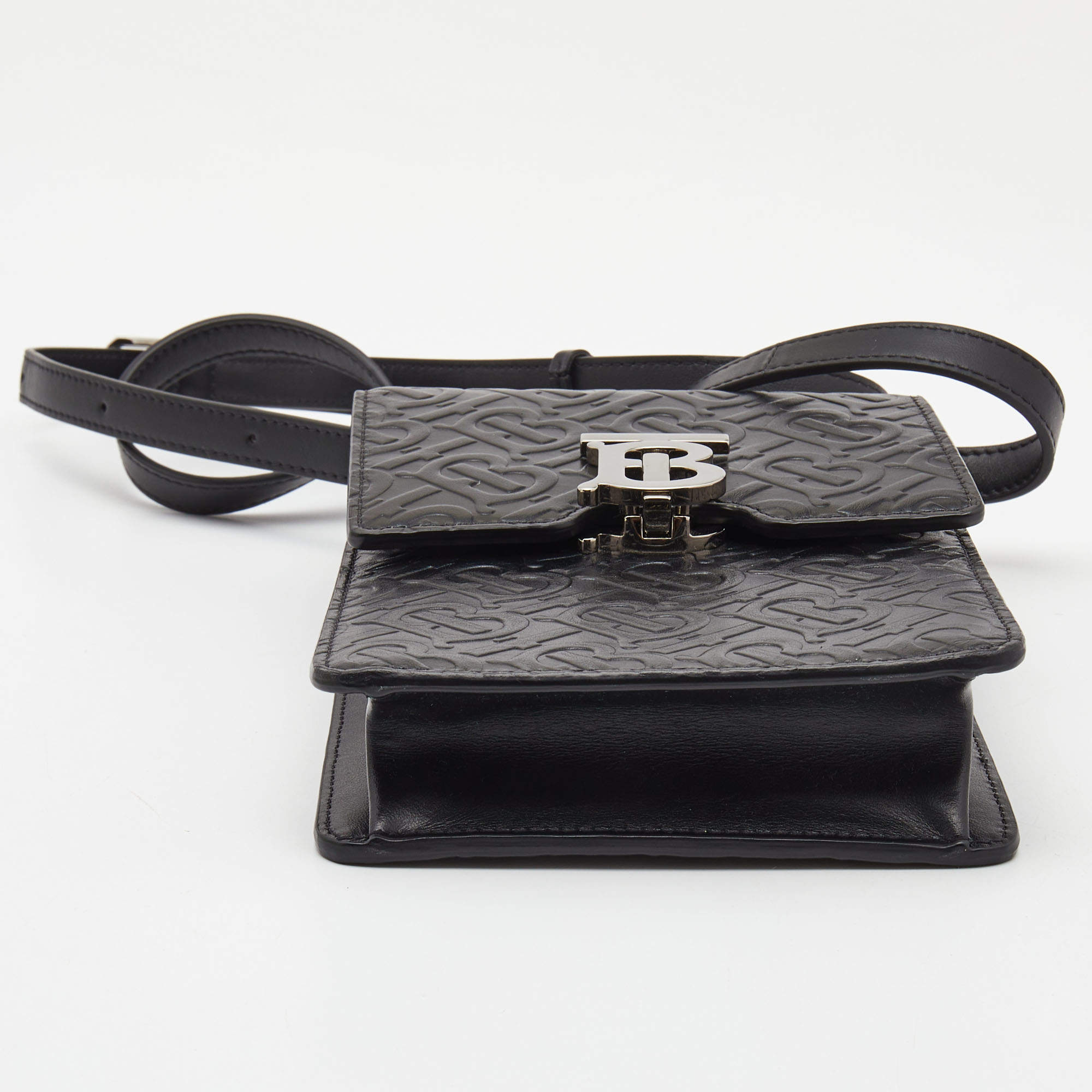 Burberry Tb Quilted Leather Envelope Belt Bag In Black