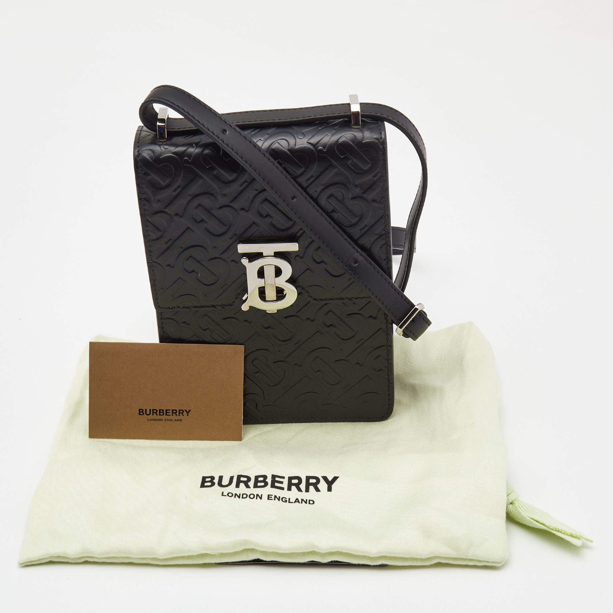 Burberry Leather Monogram-Embossed Robin Bag