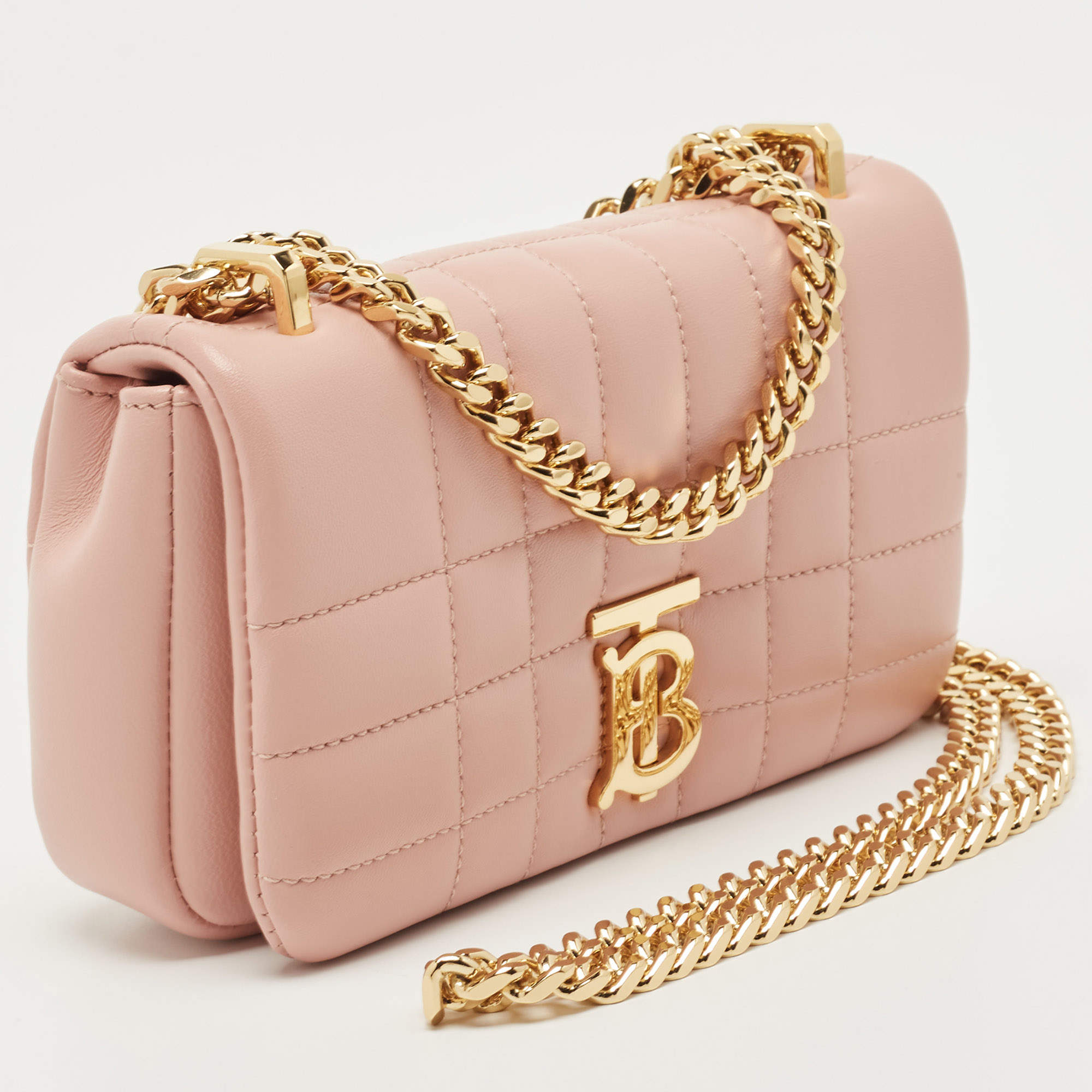 Burberry Small Quilted Tri-Tone Lola Bag- Red/Pink/Camel