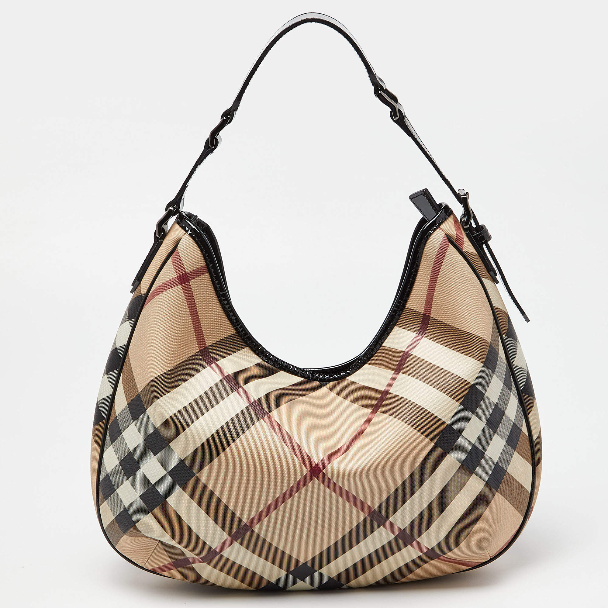 Burberry Beige/Black Supernova PVC and Patent Leather Barton Hobo