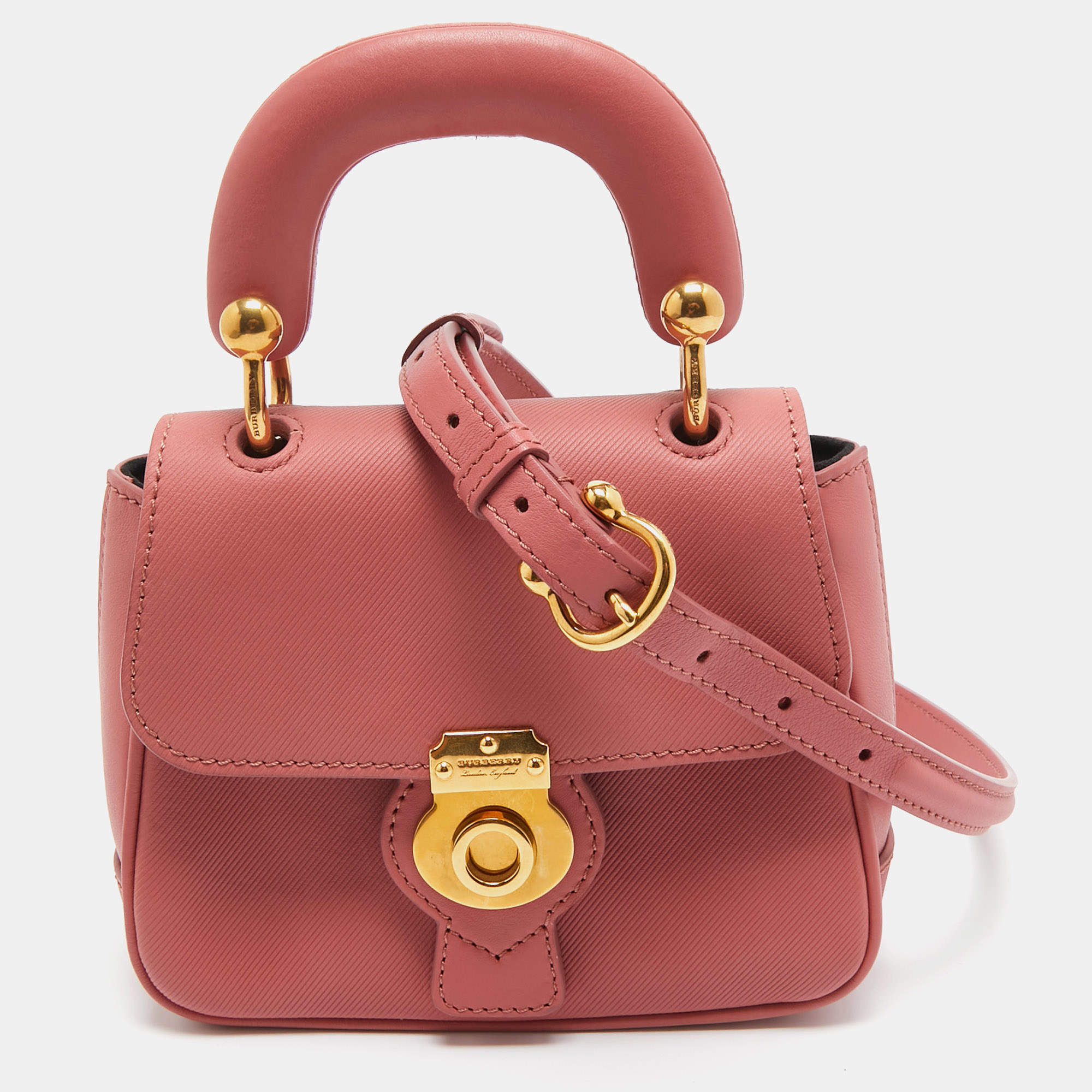 Burberry Old Rose Pink Leather Mini DK88 Top Handle Bag