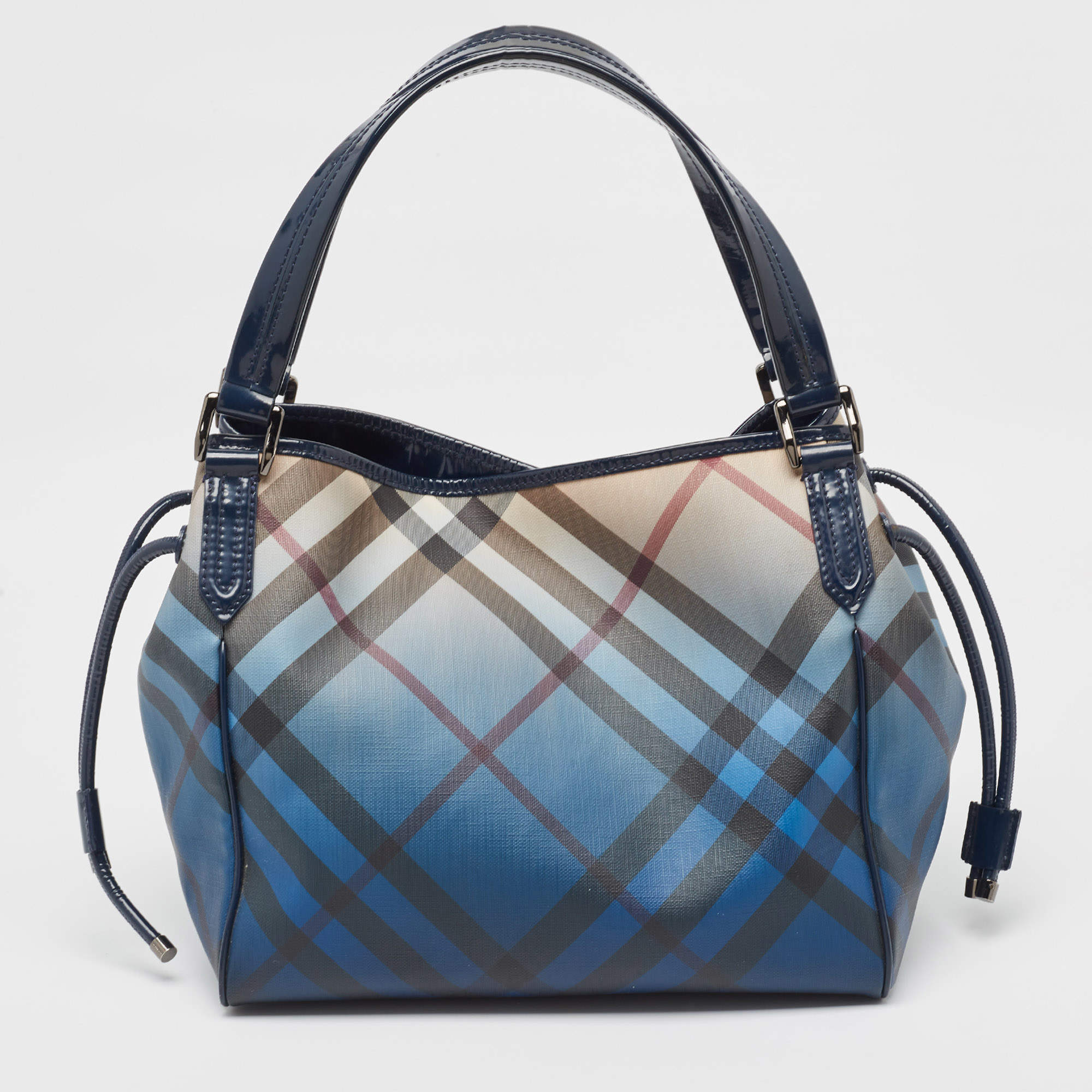 Pre Owned Burberry Blue Ombre Supernova Check PVC Bilmore Tote