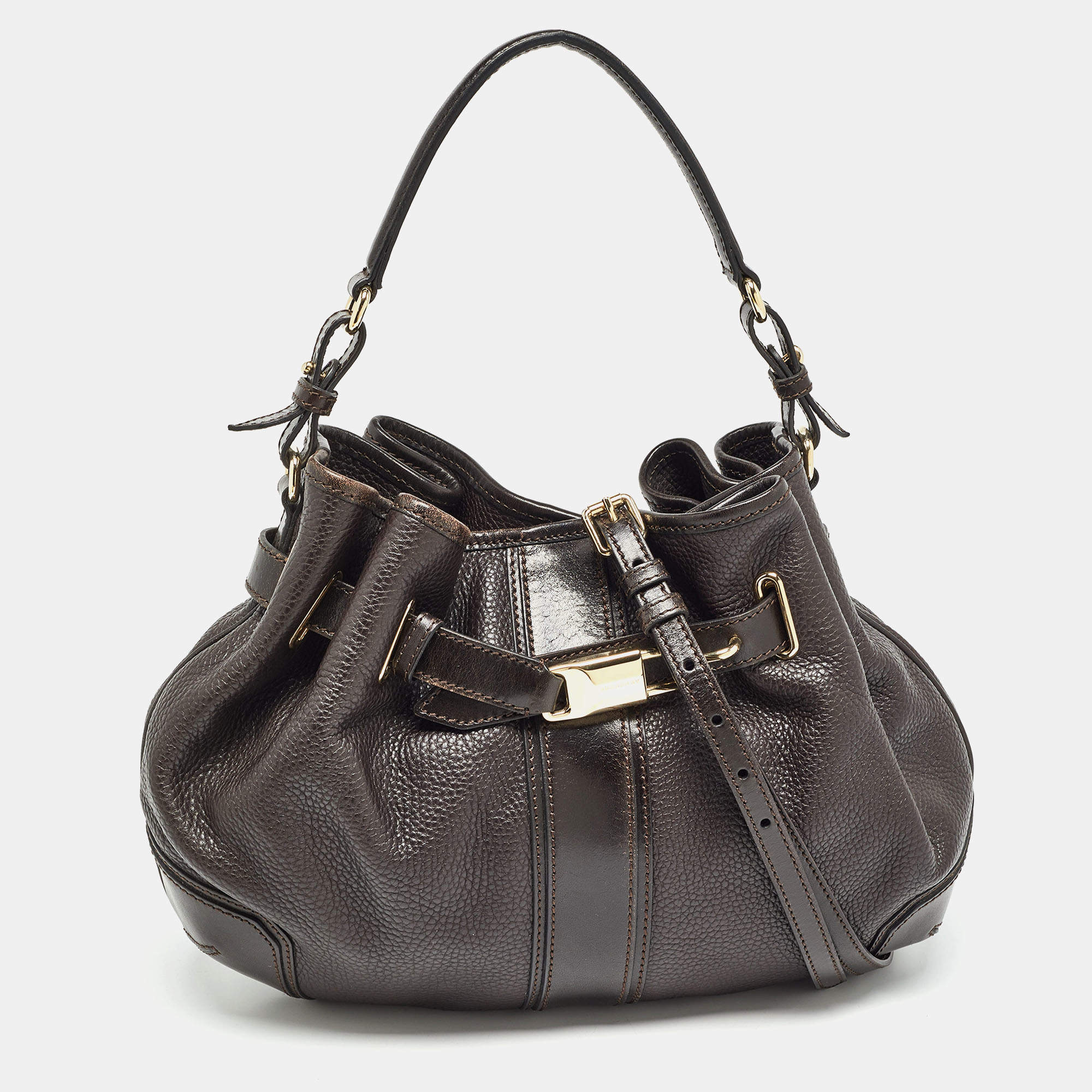 Burberry Dark Brown Leather Willenmore Hobo