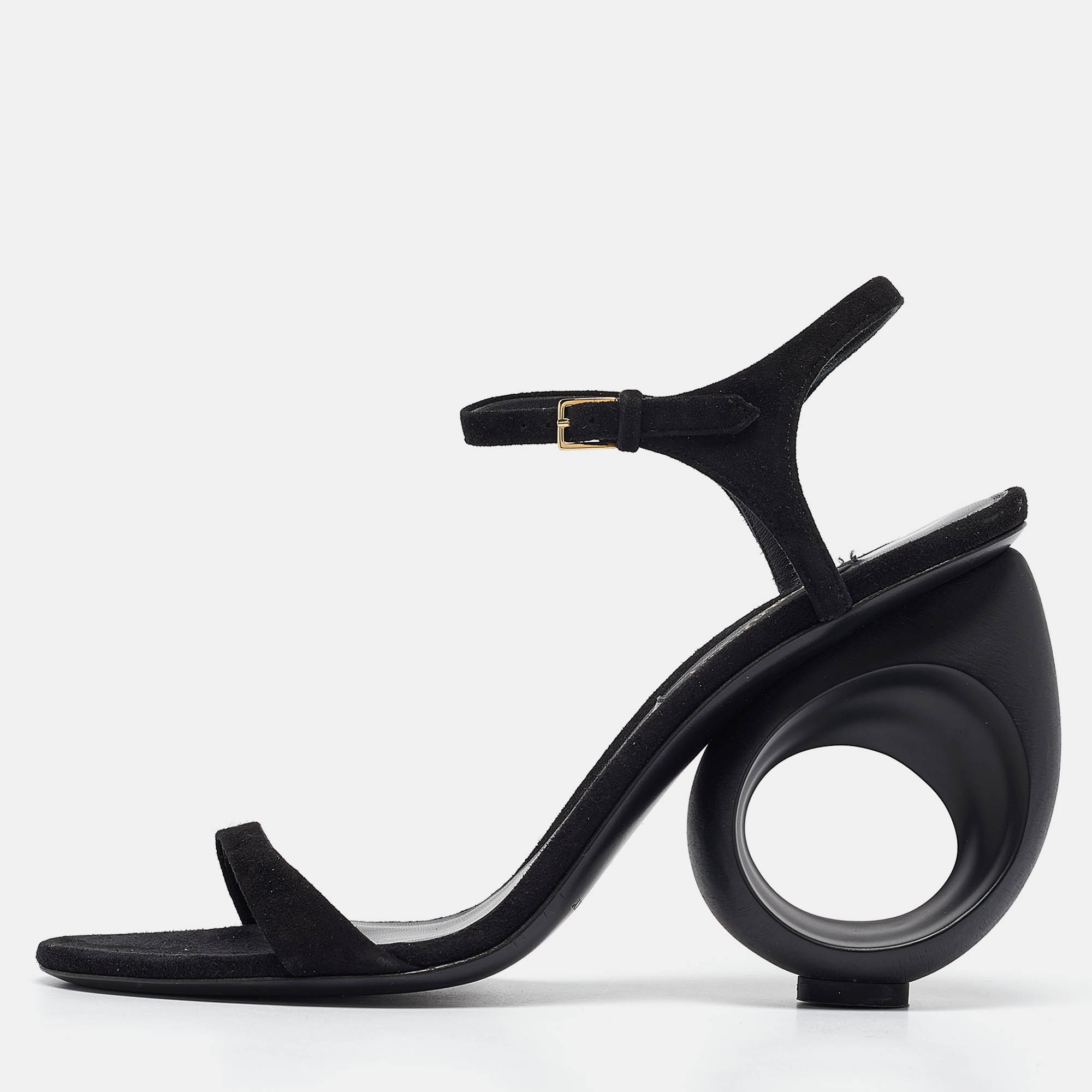 Burberry Black Suede Ankle Strap Sandals Size 39