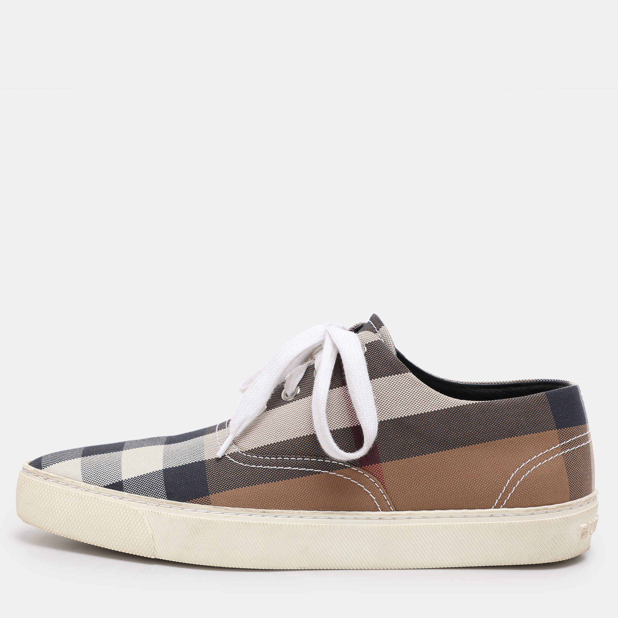 Burberry Multicolor House Check Canvas Pointed Toe Low Top Sneakers Size 38.5