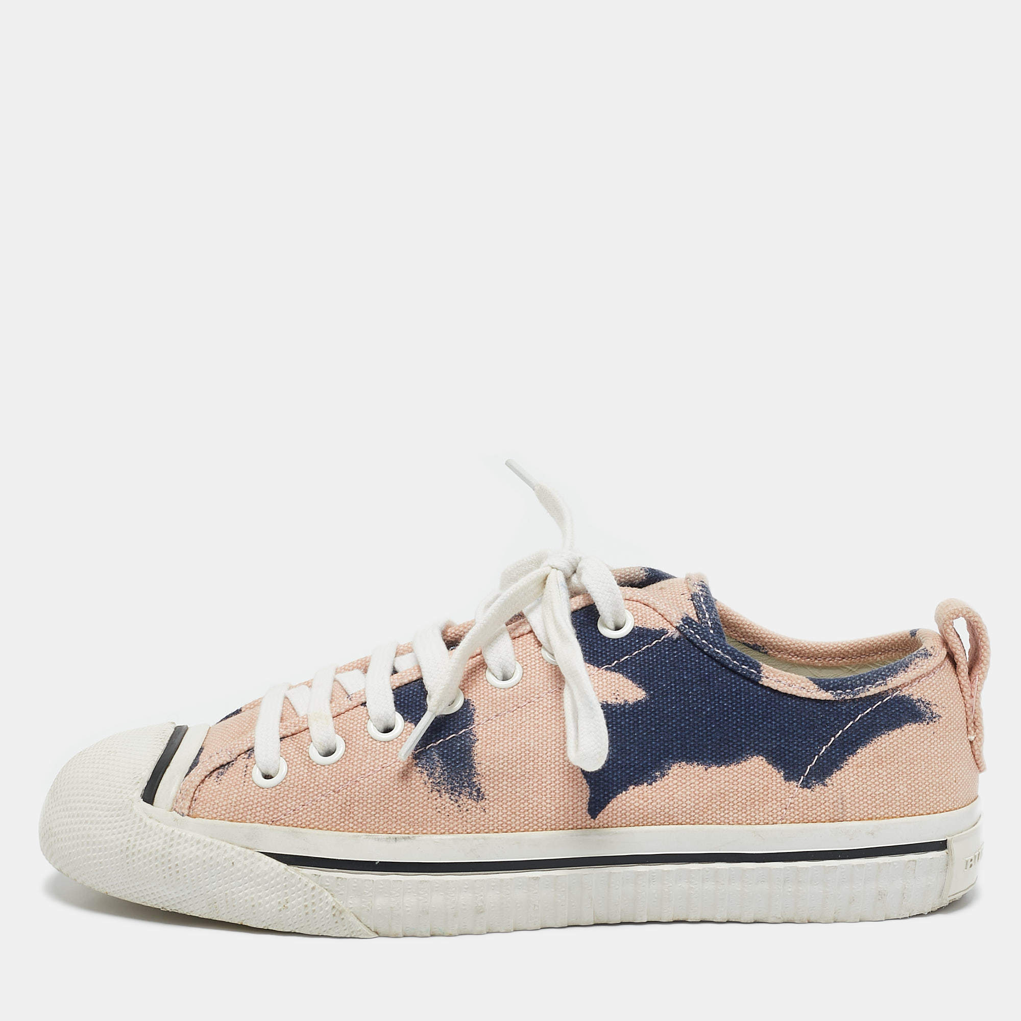 Burberry Blue/Pink Nova Check Canvas 'Westford' Lace Up Sneakers Size 38