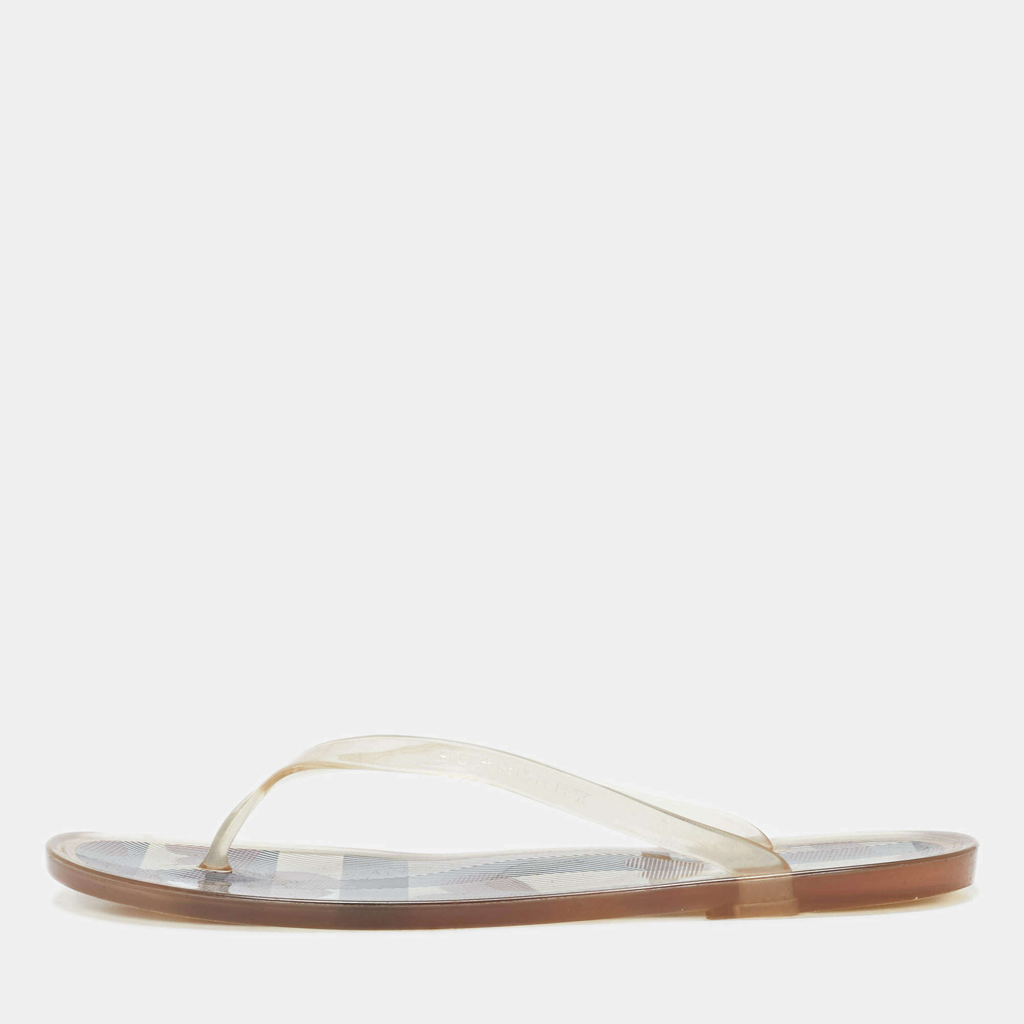 Burberry Transparent Rubber Thong Flat Sandals Size 39