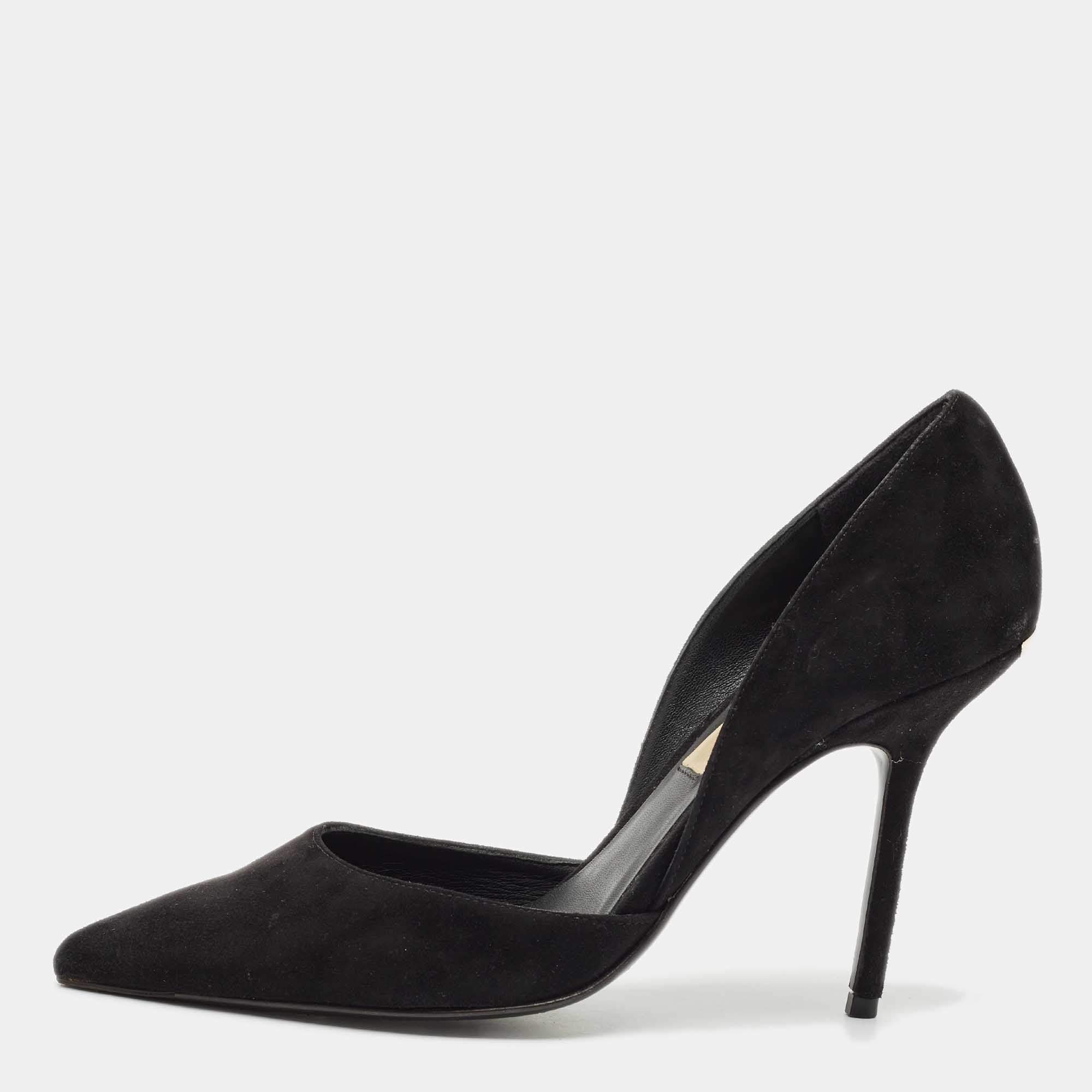 Burberry Black Suede Vernoff D'orsay Pumps Size 37.5