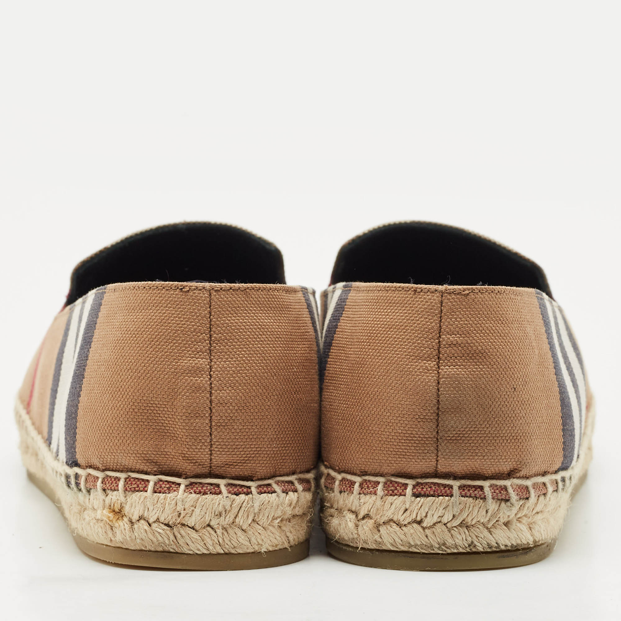 Pre Owned Burberry Brown House Check Canvas Espadrille Flats Size 40