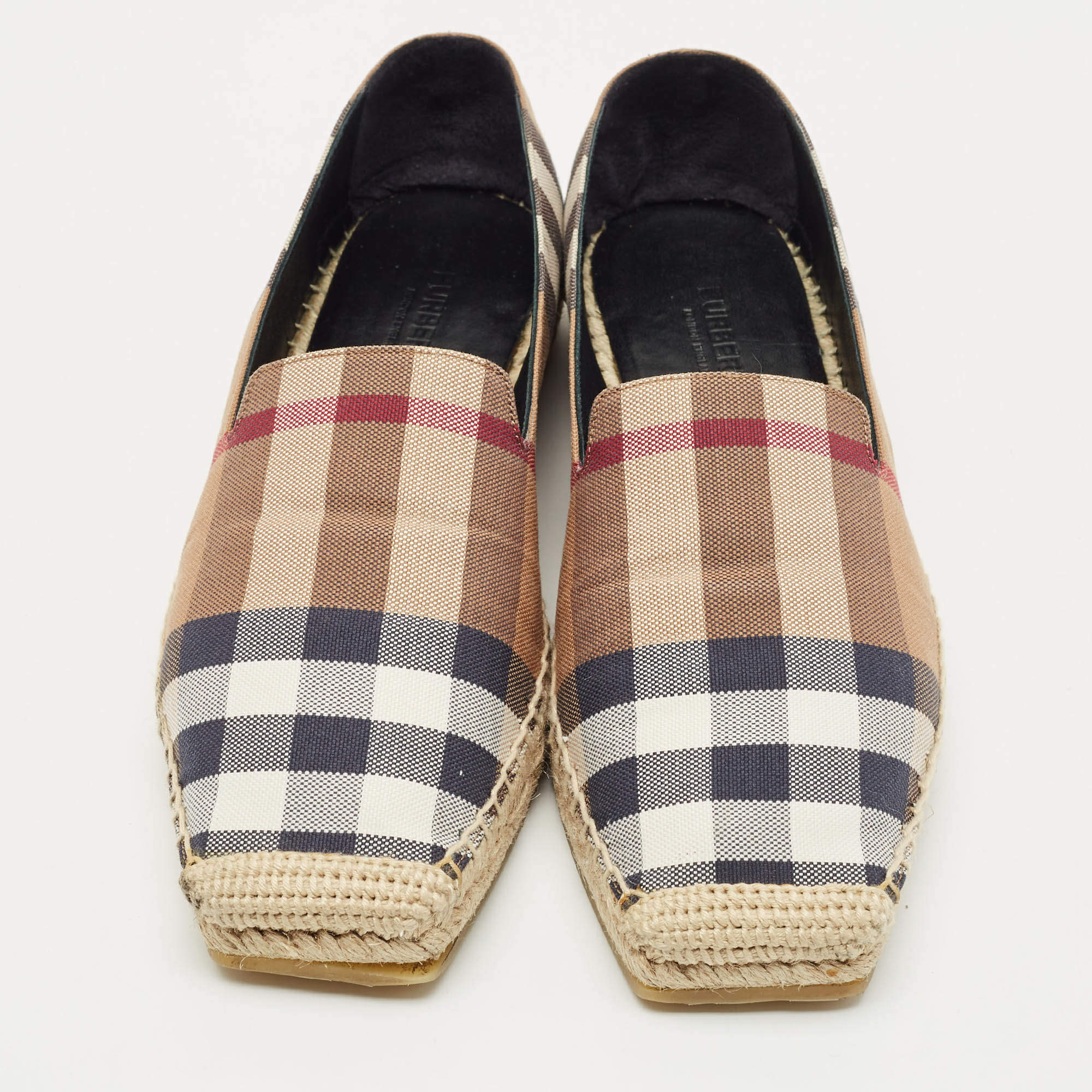 Pre Owned Burberry Brown House Check Canvas Espadrille Flats Size 40