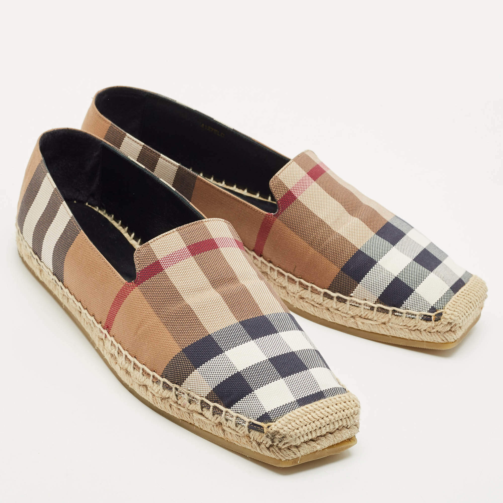 Pre Owned Burberry Brown House Check Canvas Espadrille Flats Size 40