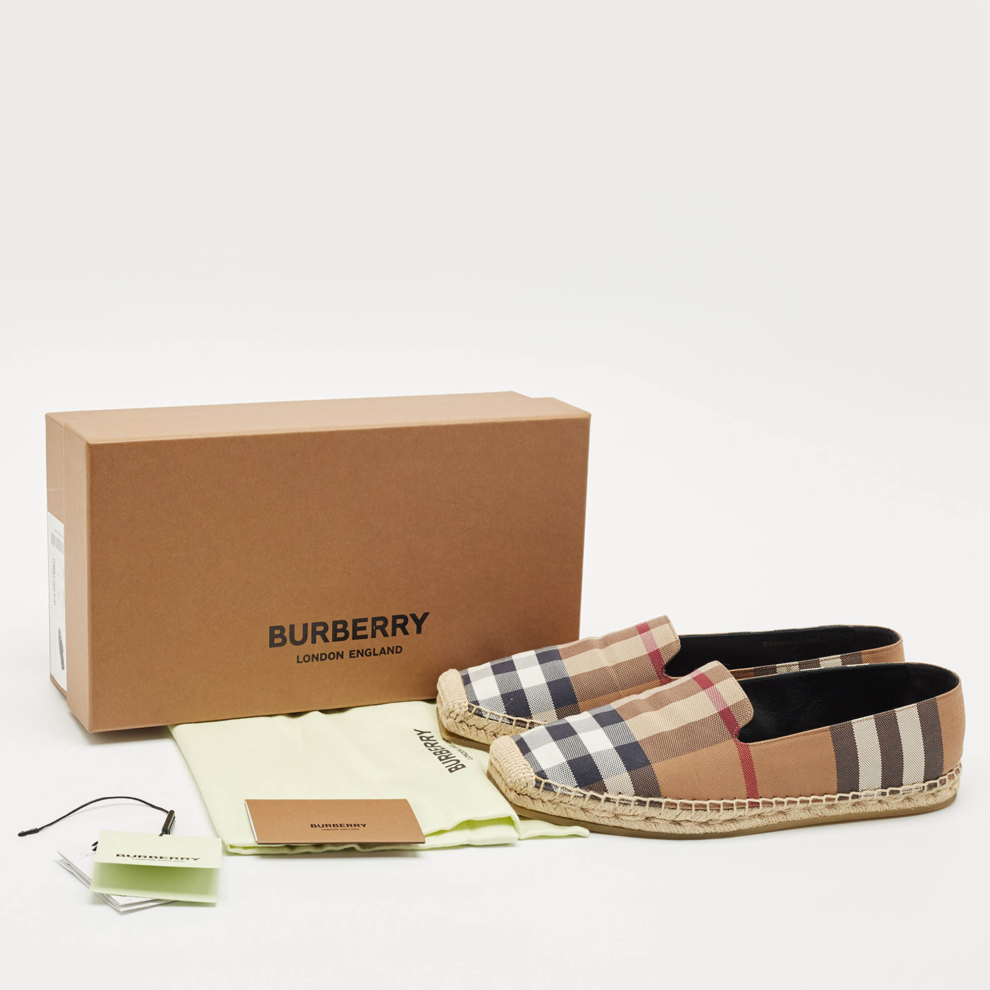 Pre Owned Burberry Brown House Check Canvas Espadrille Flats Size 40