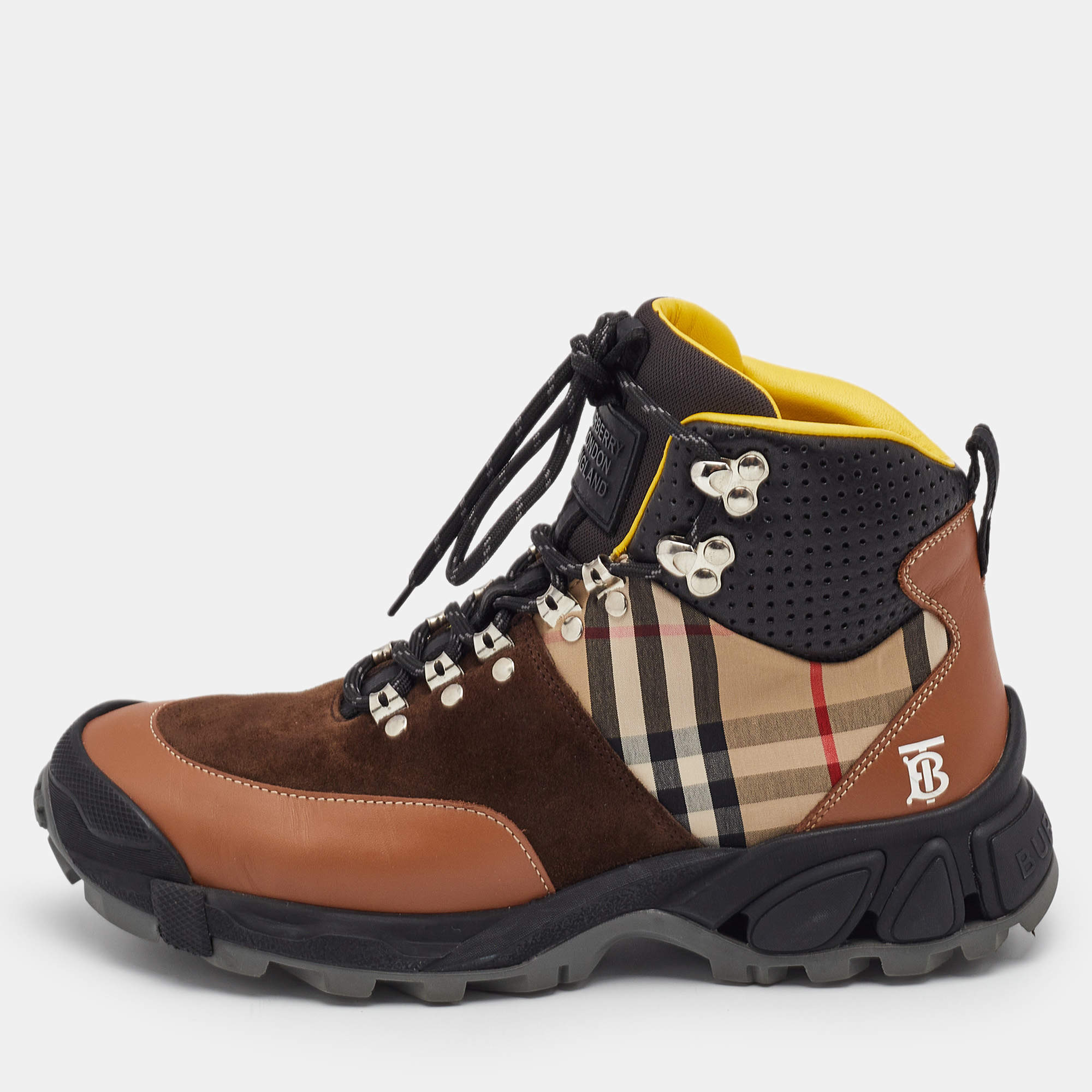 Burberry Multicolor Leather and Suede Tor Hiking Boots Size 39