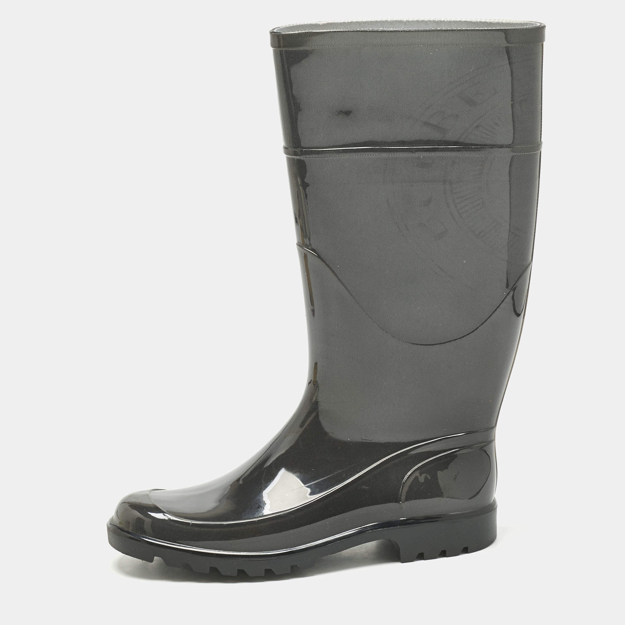 Pre Owned Burberry Green Rubber Marsh Rain Boots Size 37