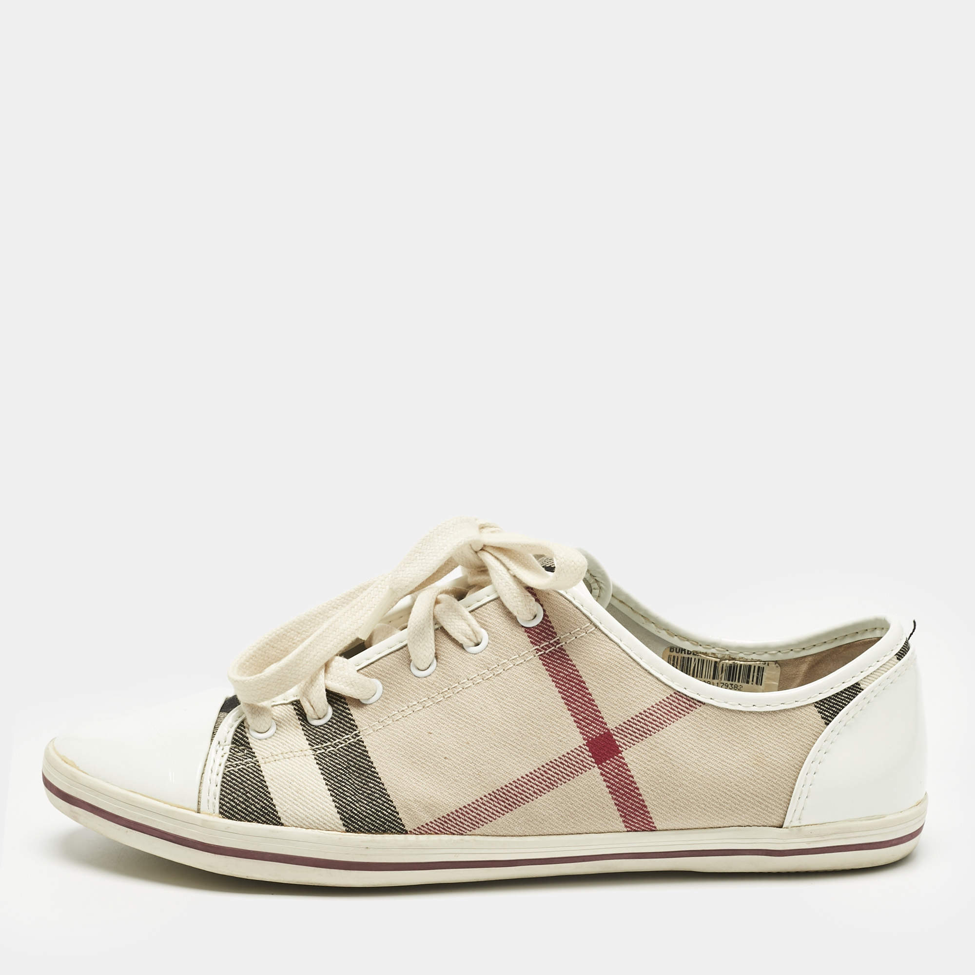 Pre Owned Burberry Multicolor Canvas and Leather Nova Check Lace Up Sneakers Size 40