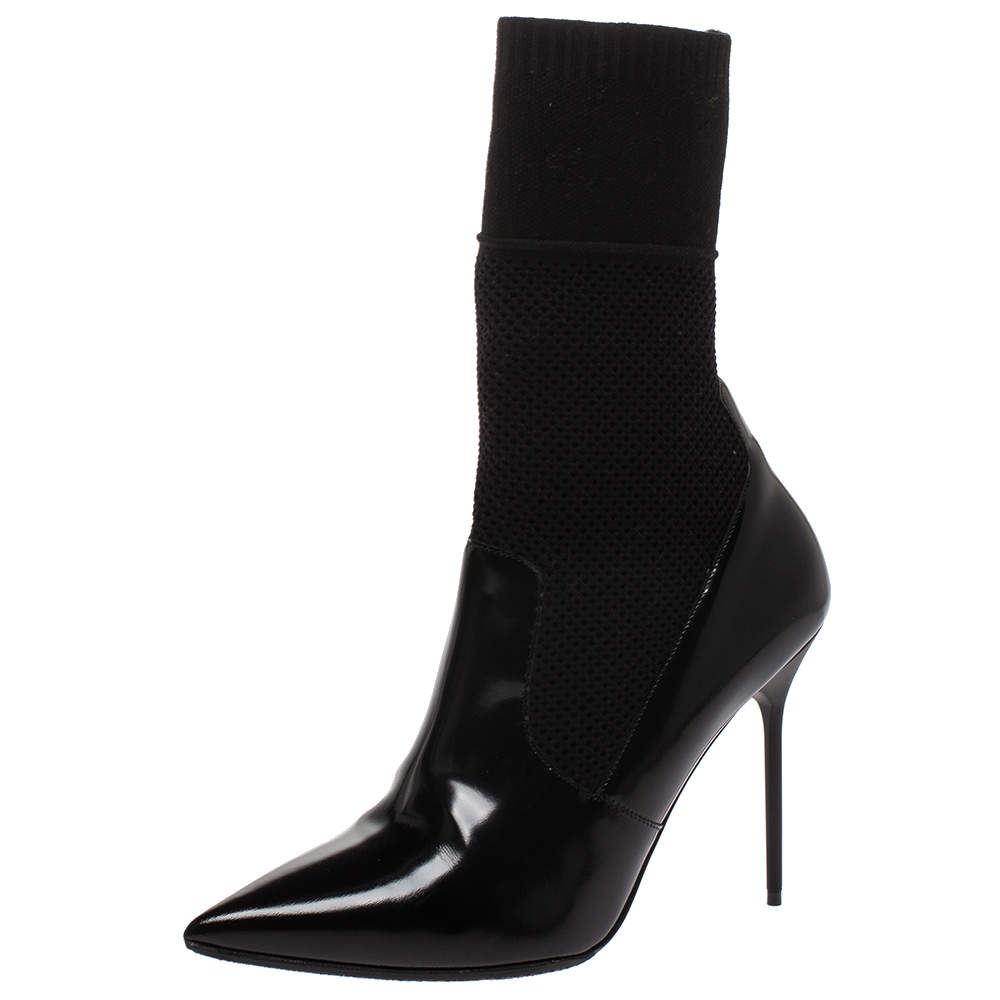Burberry Black Patent Leather And Knit 