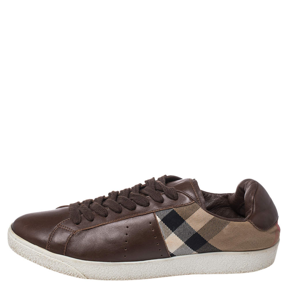 Burberry Brown Canvas And Leather Lace Sneakers Size 43 Burberry | TLC