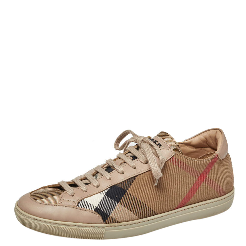 Burberry Nova Check Canvas And Leather Sneakers Size 39