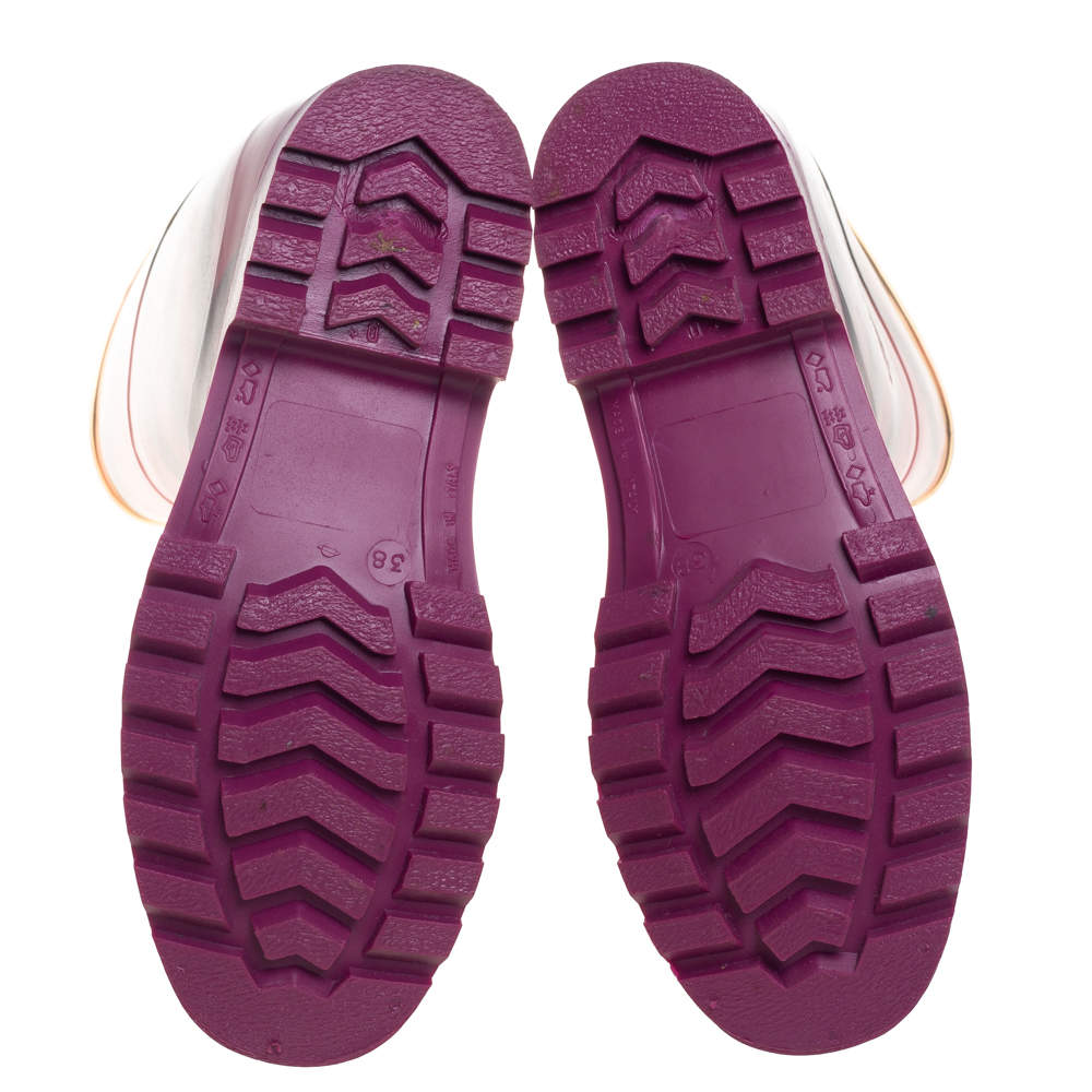 Pre Owned Burberry Magenta/Black Nova Pop Degrade Rubber Rain Boots Size 38