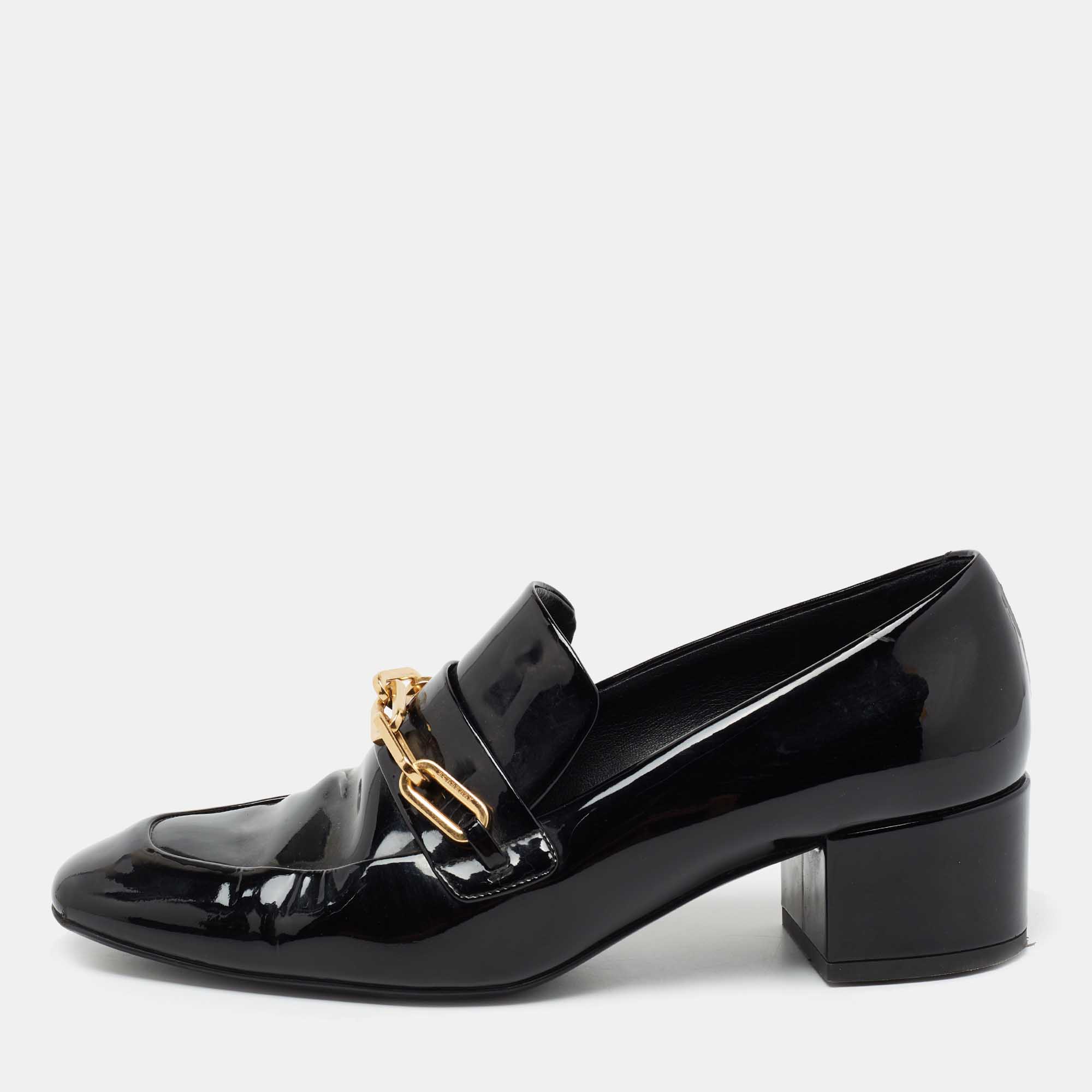 Burberry Black Patent Leather Chilcott Heel Loafers Size 39 Burberry | TLC