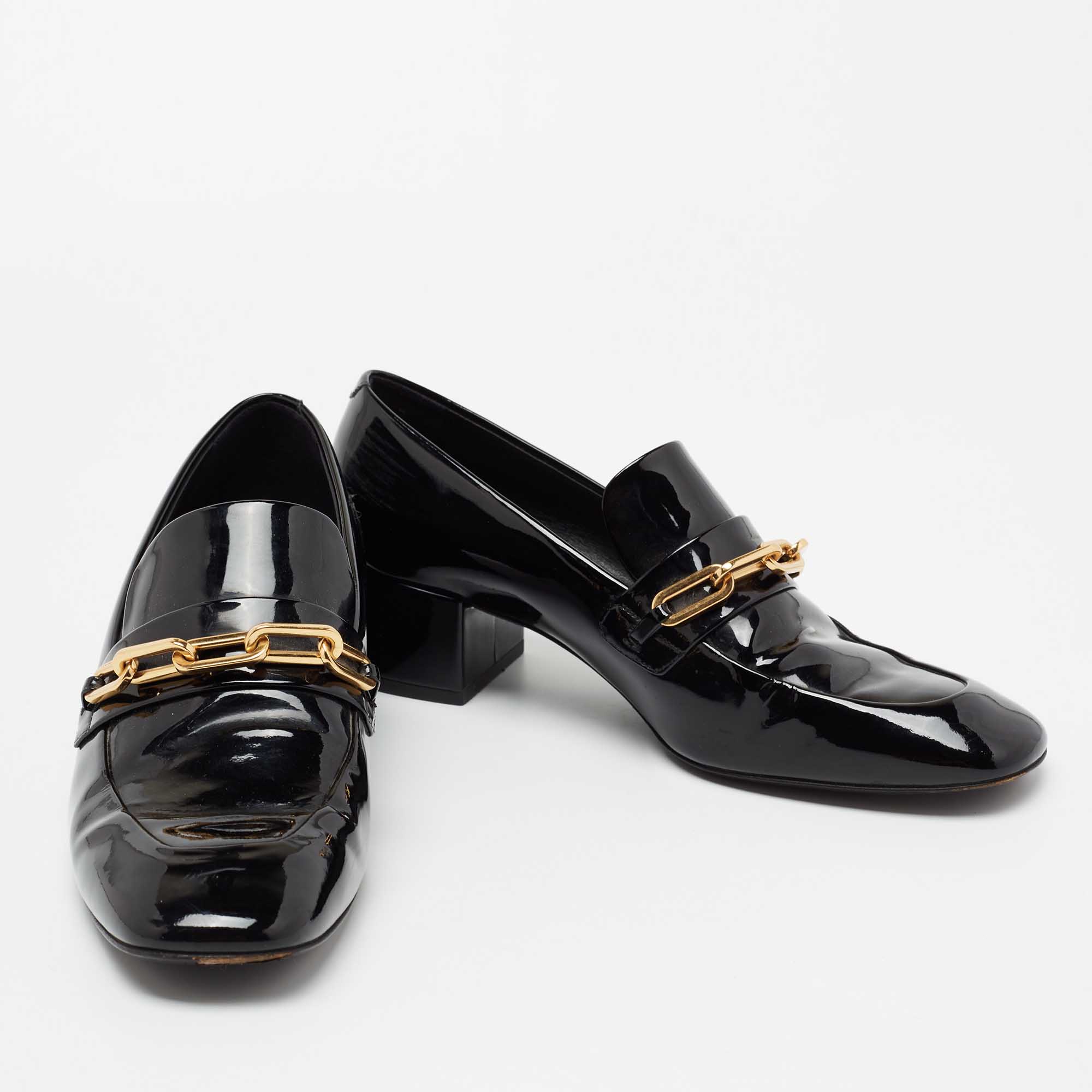 Burberry Black Patent Leather Chilcott Heel Loafers Size 39 Burberry | TLC