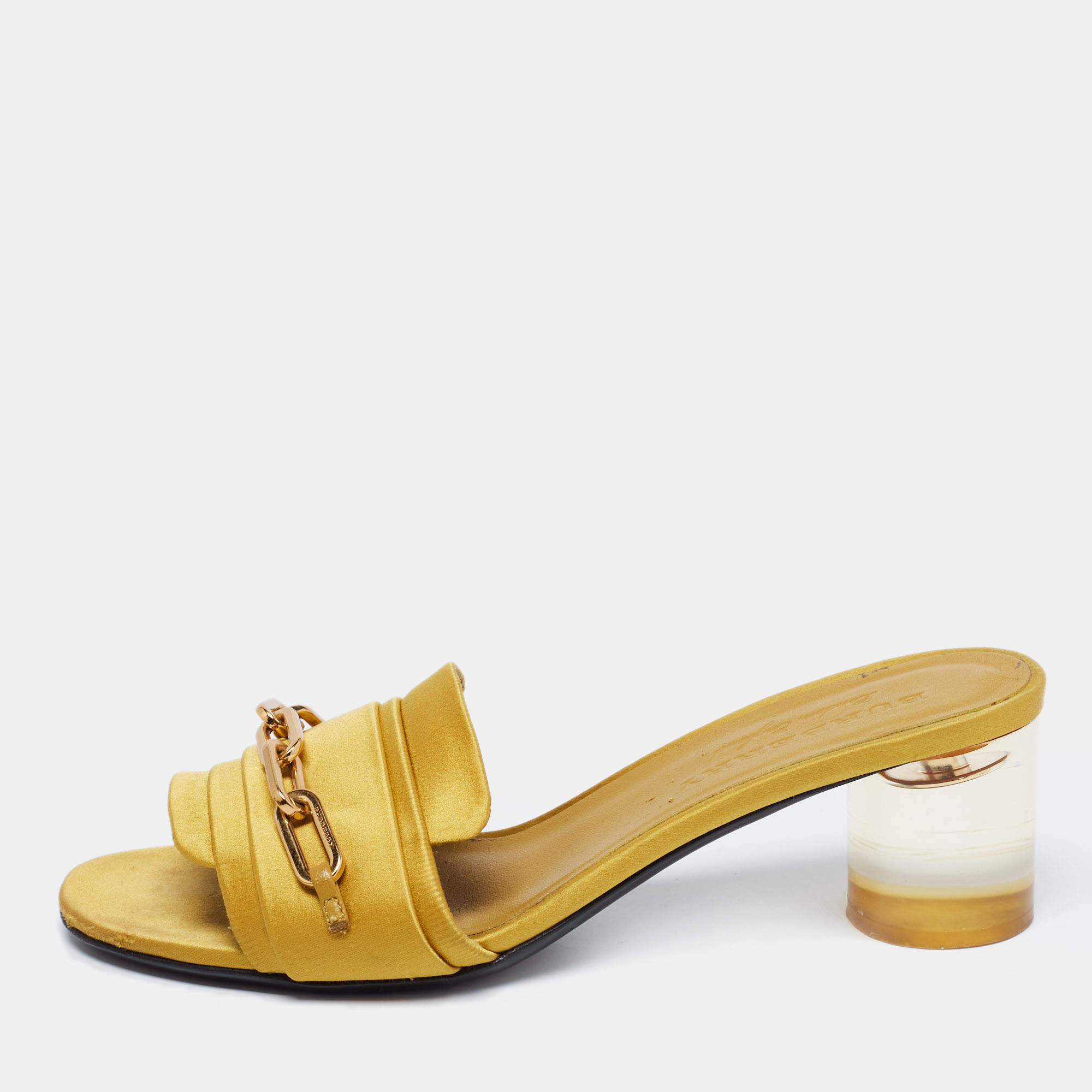 Burberry Yellow Satin Coleford Open Toe Sandals Size  Burberry | TLC