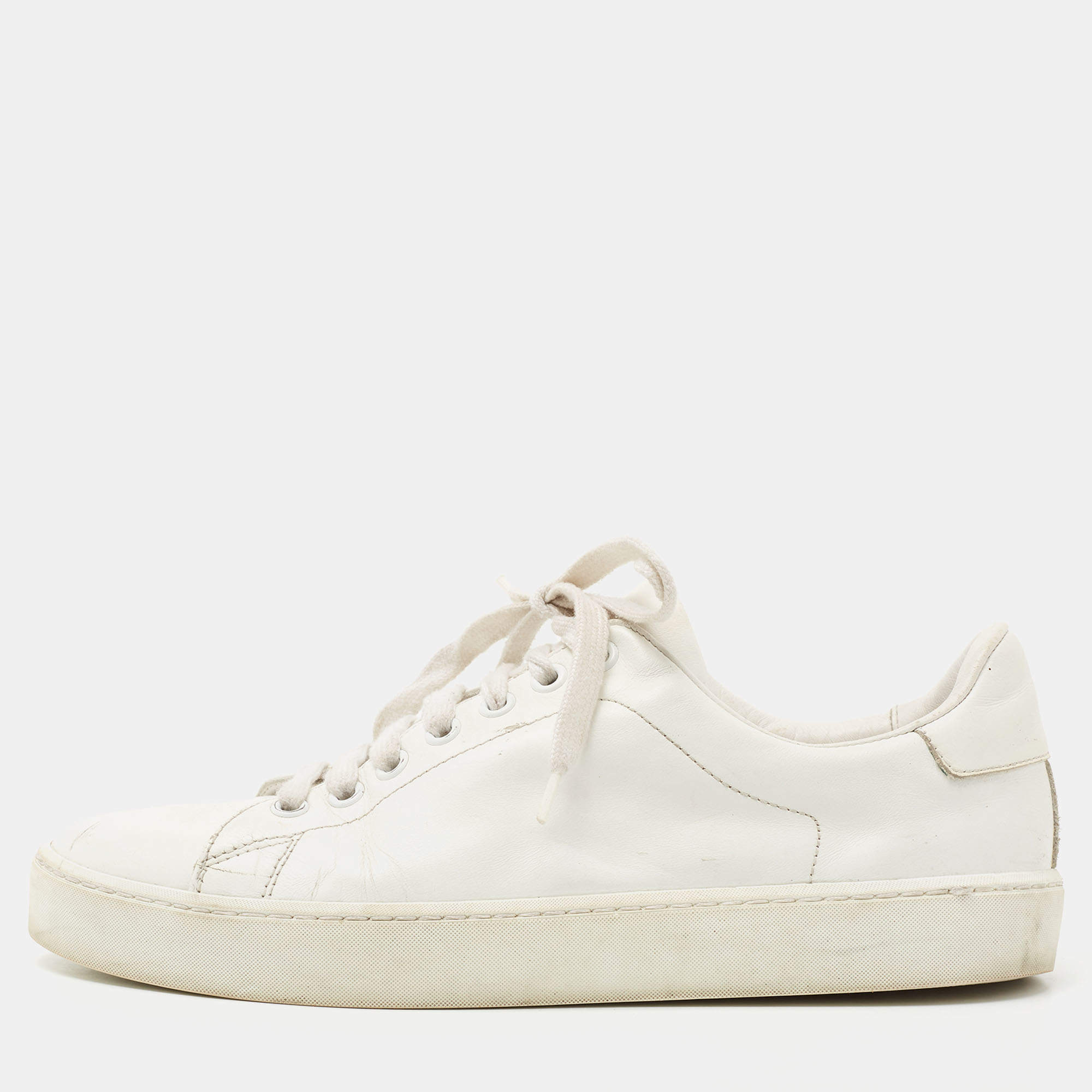 مملوكة مسبقًا Burberry White Leather Low Top Sneakers Size 40