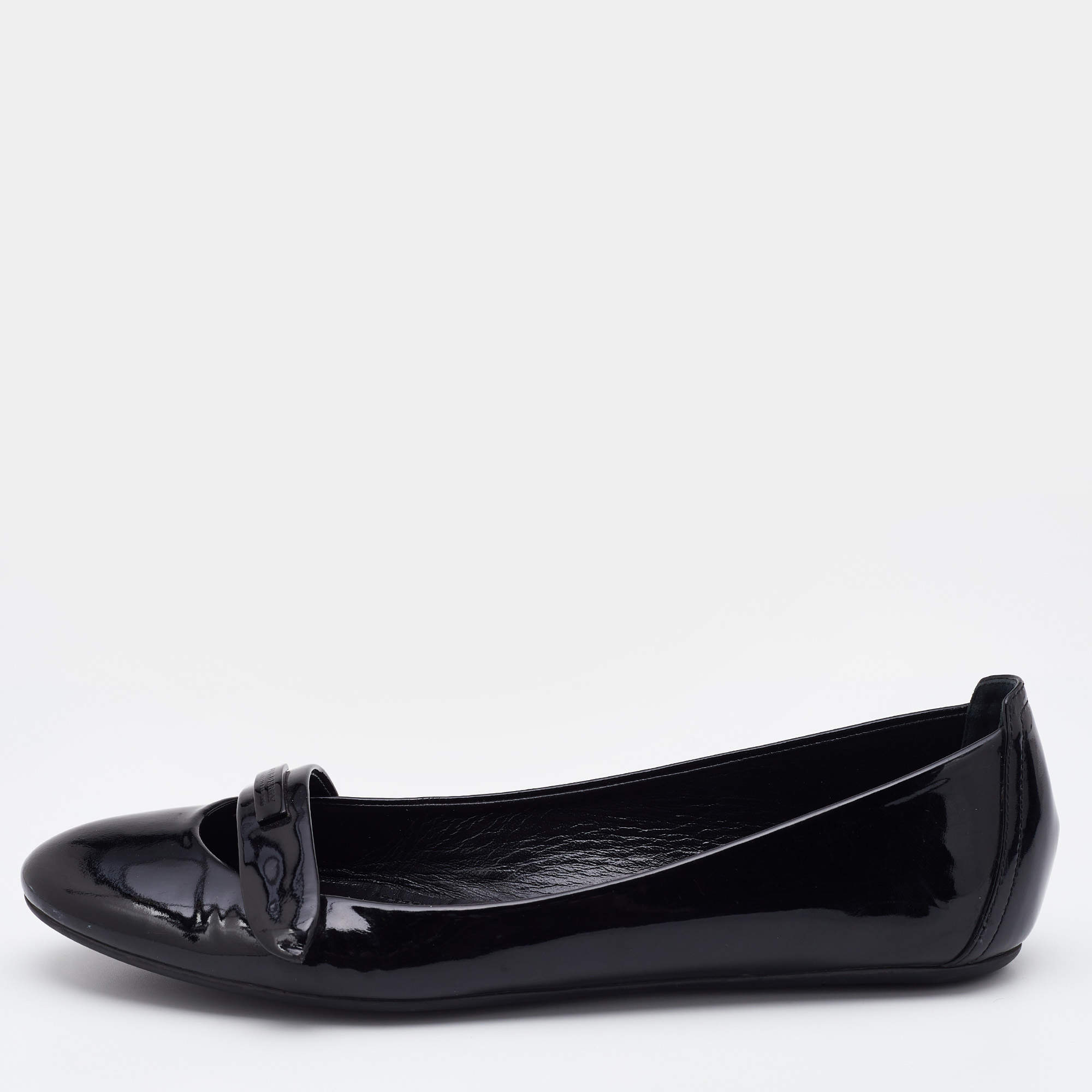 Pre Owned Burberry Black Patent Leather Ballet Flats Size 40