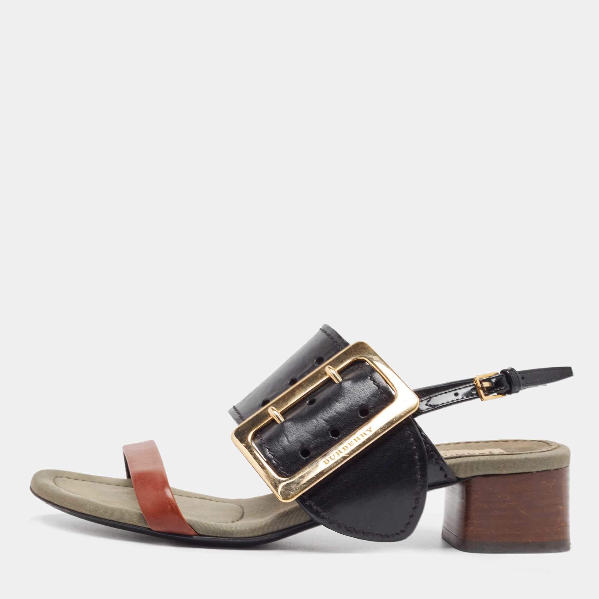 Burberry Two Tone Leather Slingback Sandals Size 36.5