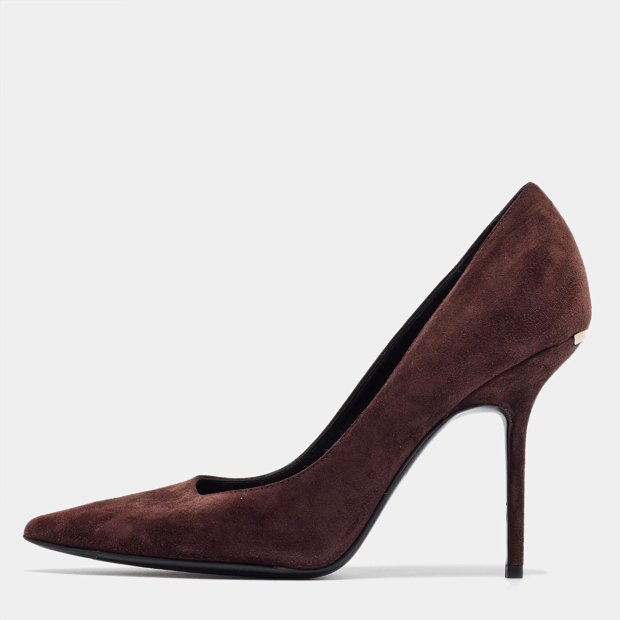 Pre Owned Burberry Burgundy Suede Mawdesley Pointed Toe Pumps Size 39