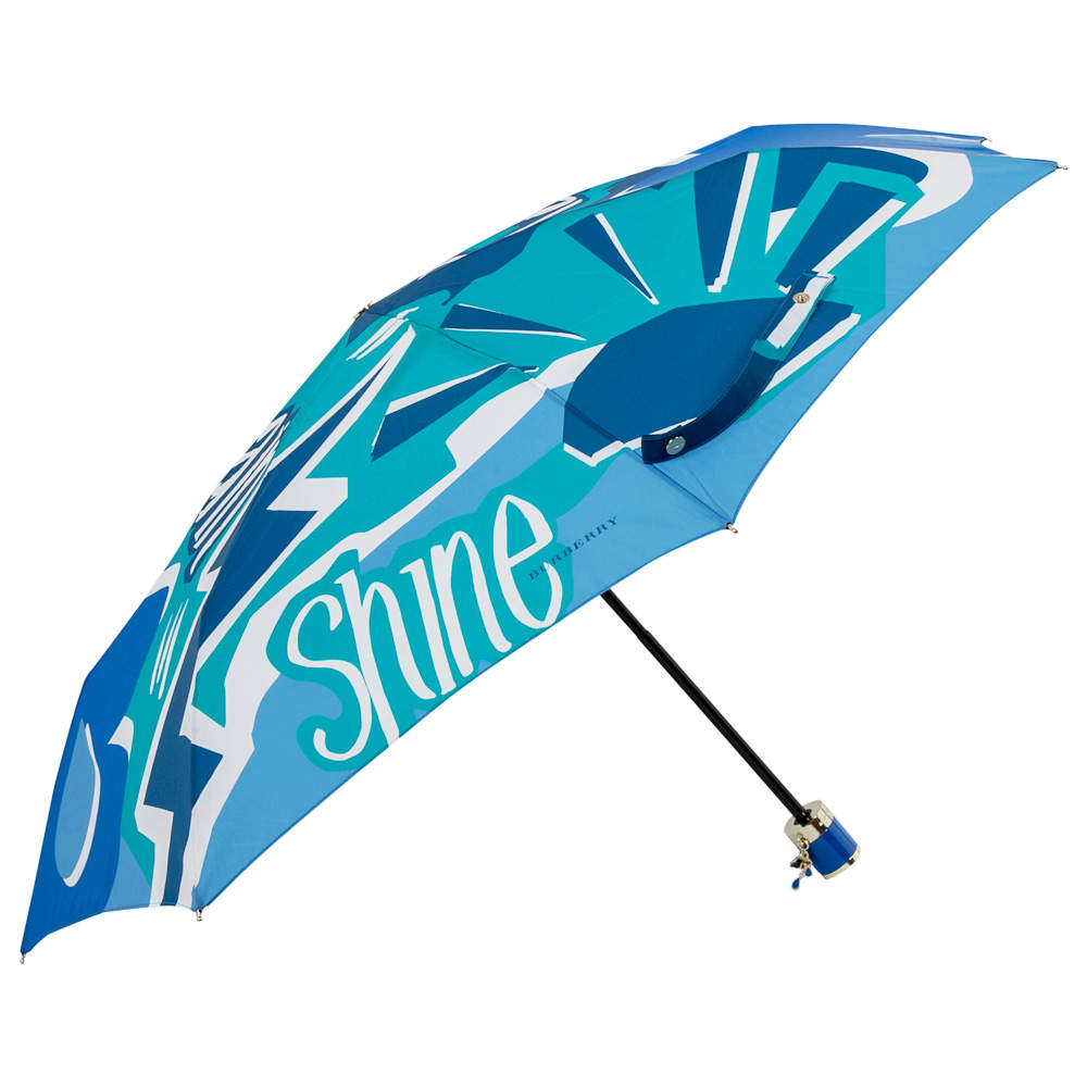 مظلة بربري رين أو شاين زرقاء مطبوعة