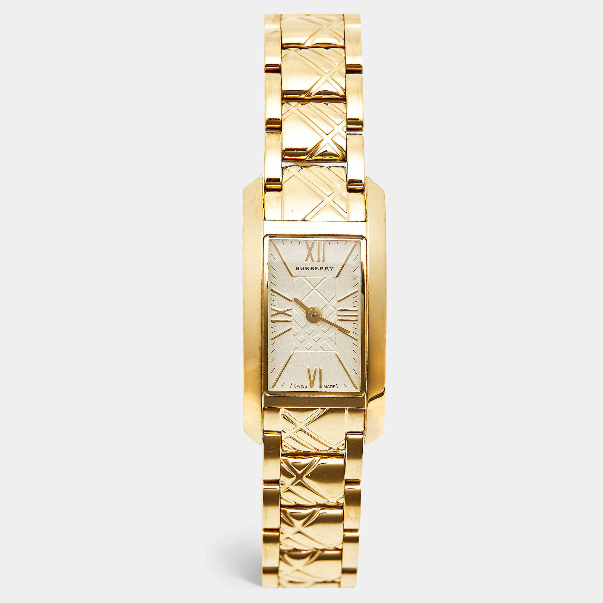 مملوكة مسبقًا Burberry BU1093 Champagne Dial Gold Tone Stainless Steel Women's Wristwatch 19.70 mm