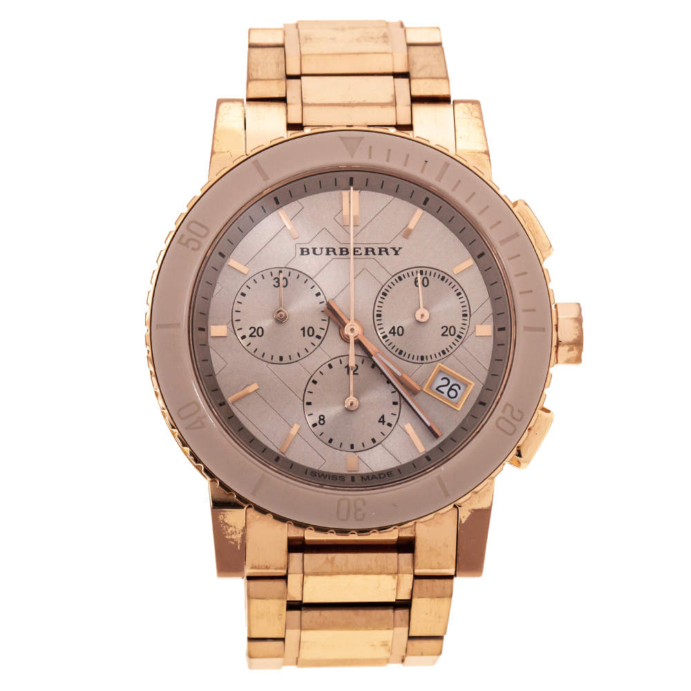 Burberry Beige Rose Gold Plated Stainless Steel Classic BU9702 Women's Wristwatch 39 mm