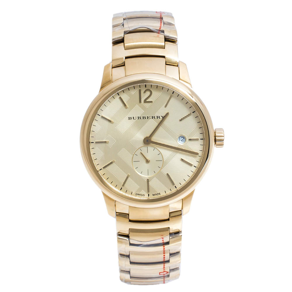 Pre Owned Burberry Gold Plated Steel BU10006 The Classic Round Gold Mantel Women's Wristwatch 40 mm