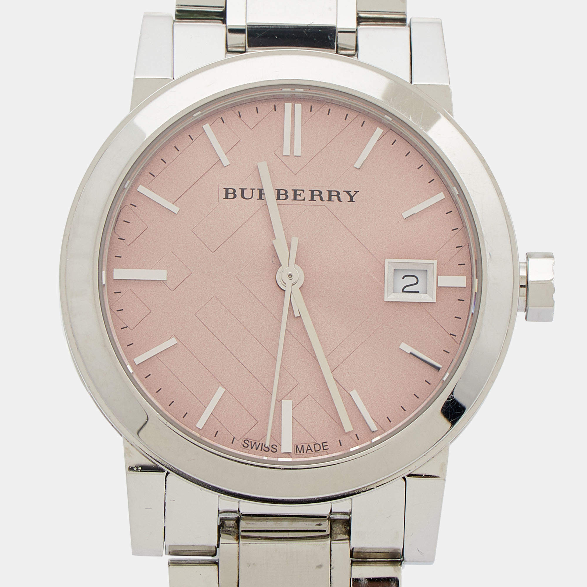 Burberry Pink Stainless Steel The City BU9124 Women's Wristwatch 34 mm  Burberry | TLC