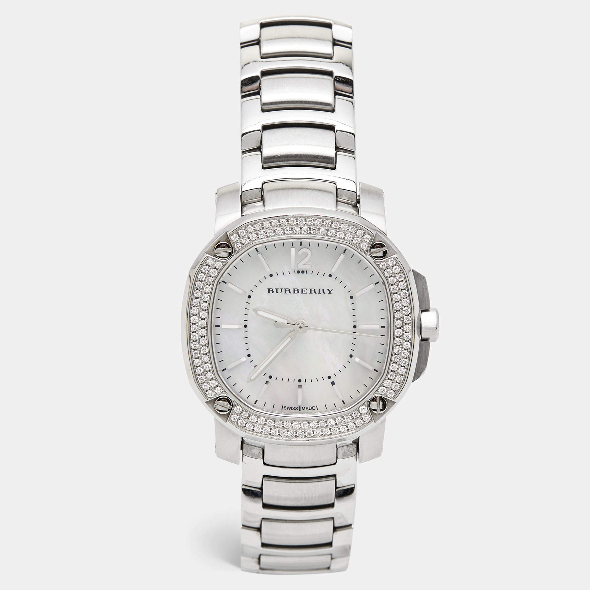 Burberry Mother Of Pearl Stainless Steel Diamond The Britain BBY1801 Women's Wristwatch 32 mm