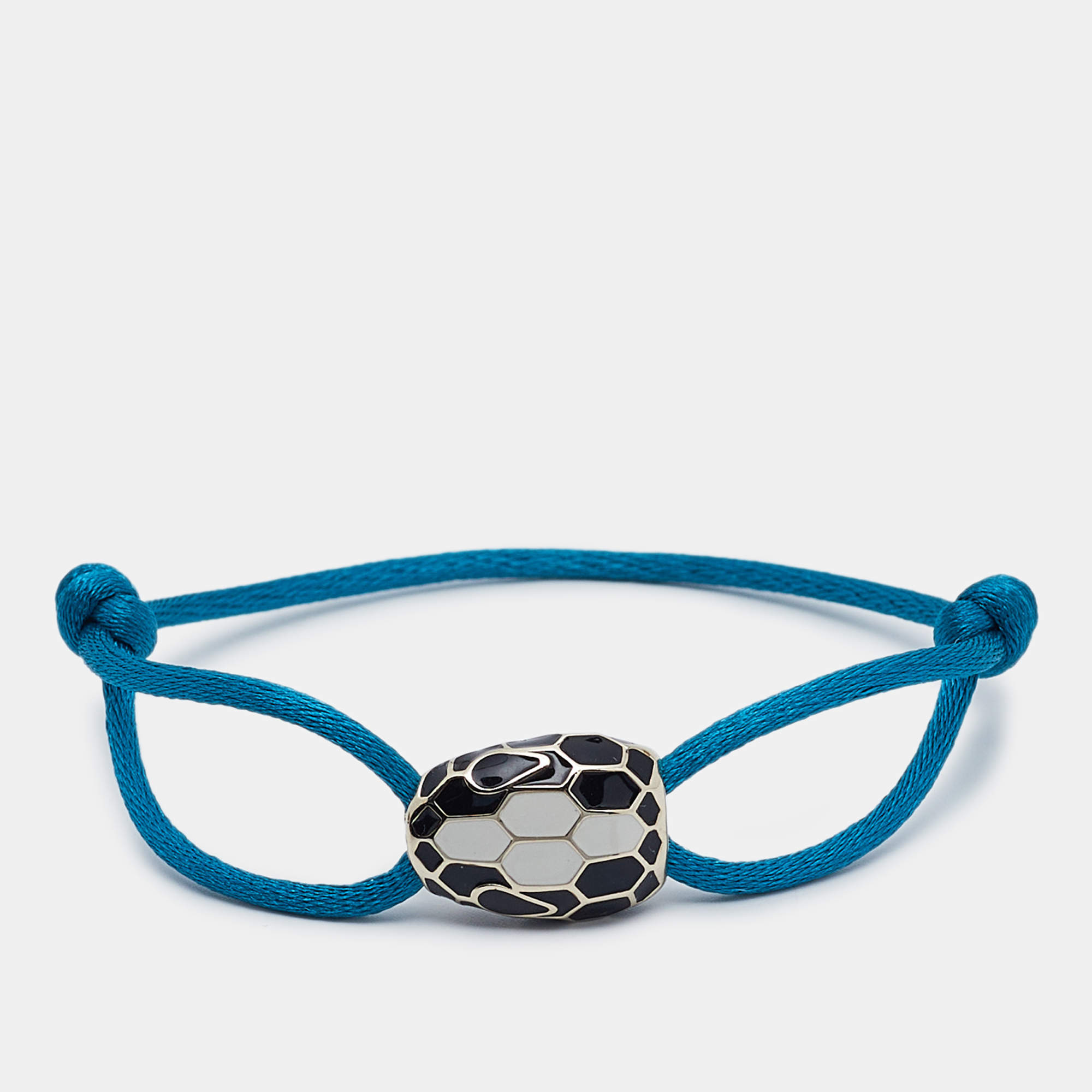 Pre Owned Bvlgari Serpenti Forever Enamel Gold Tone Cord Bracelet