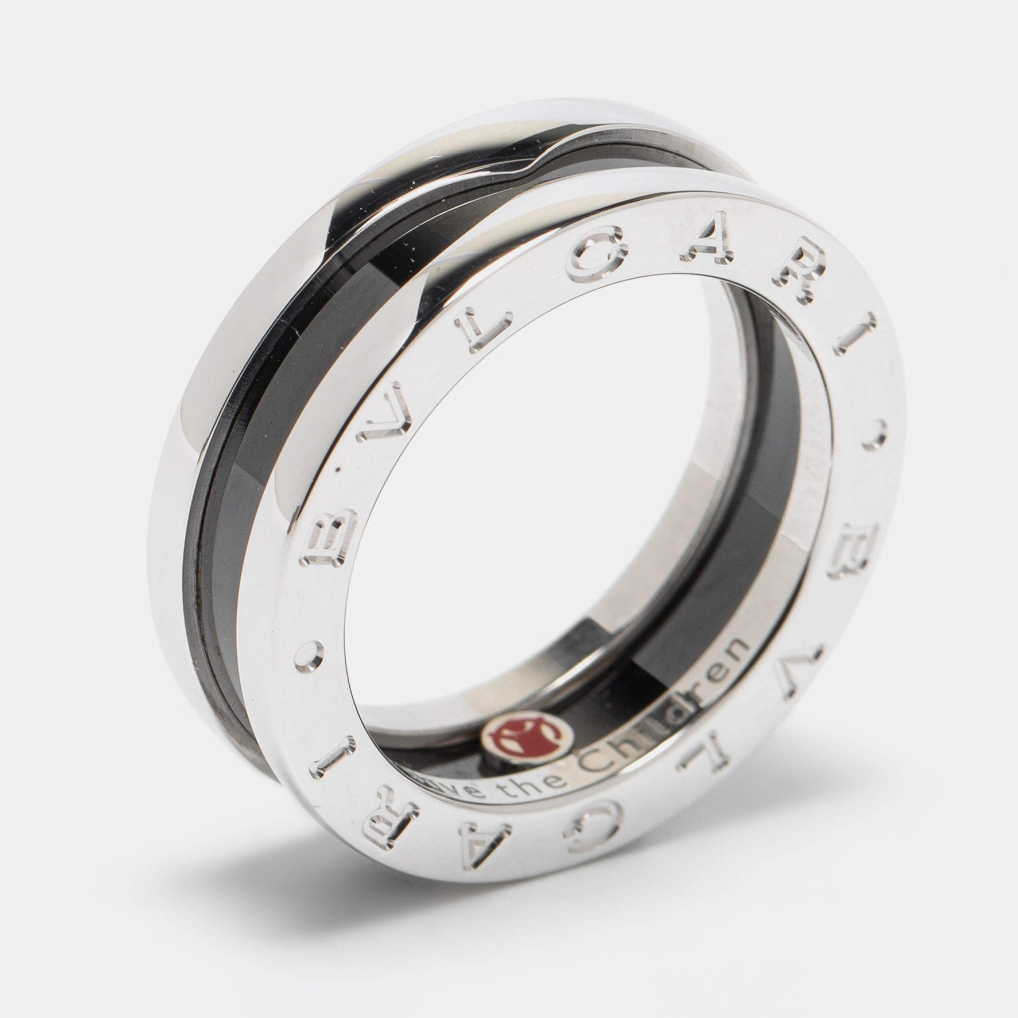 Bvlgari B-zero1 Save the Children Sterling Silver Ceramic Ring Size 53