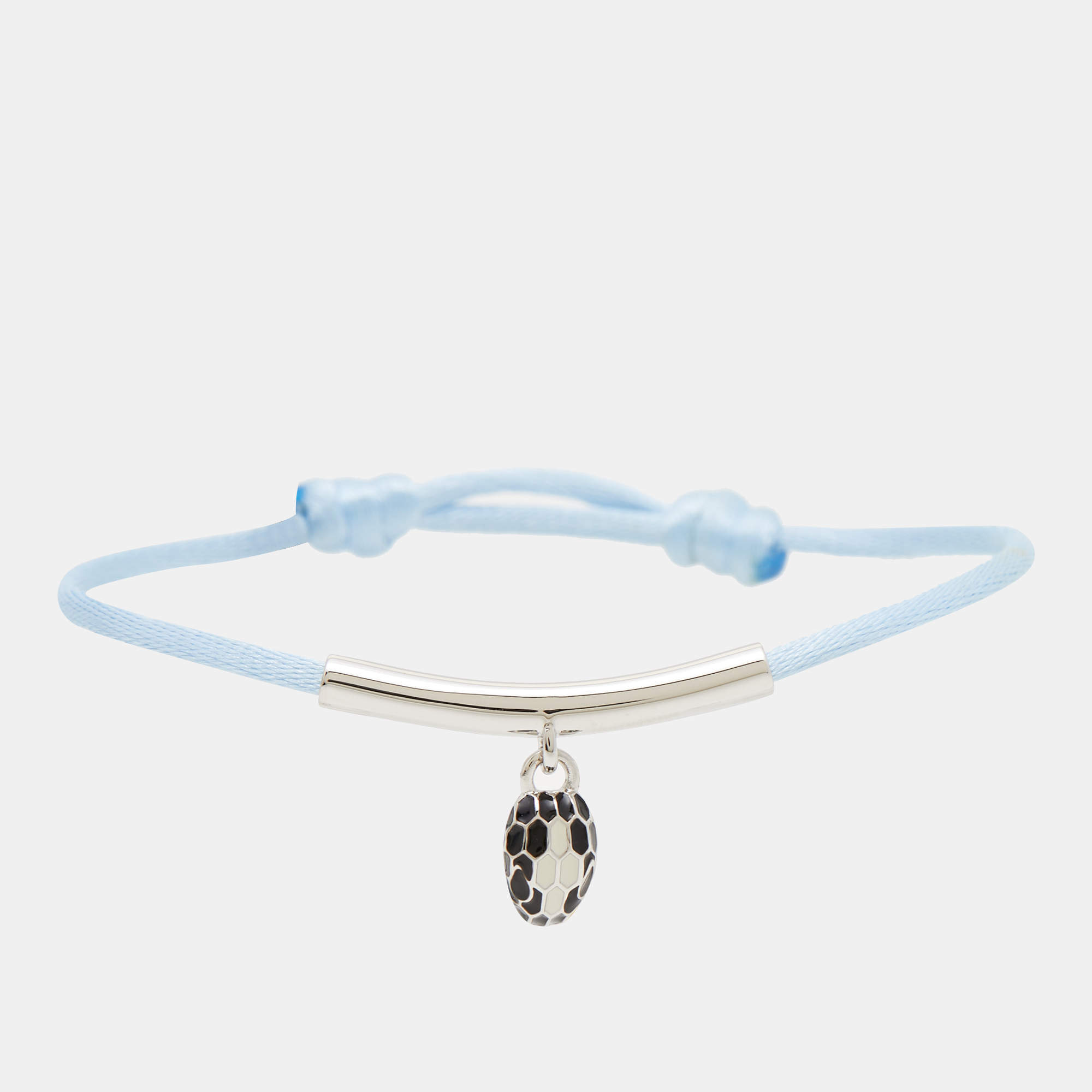 Bvlgari Serpenti Forever Enamel Silver Tone Cord Bracelet