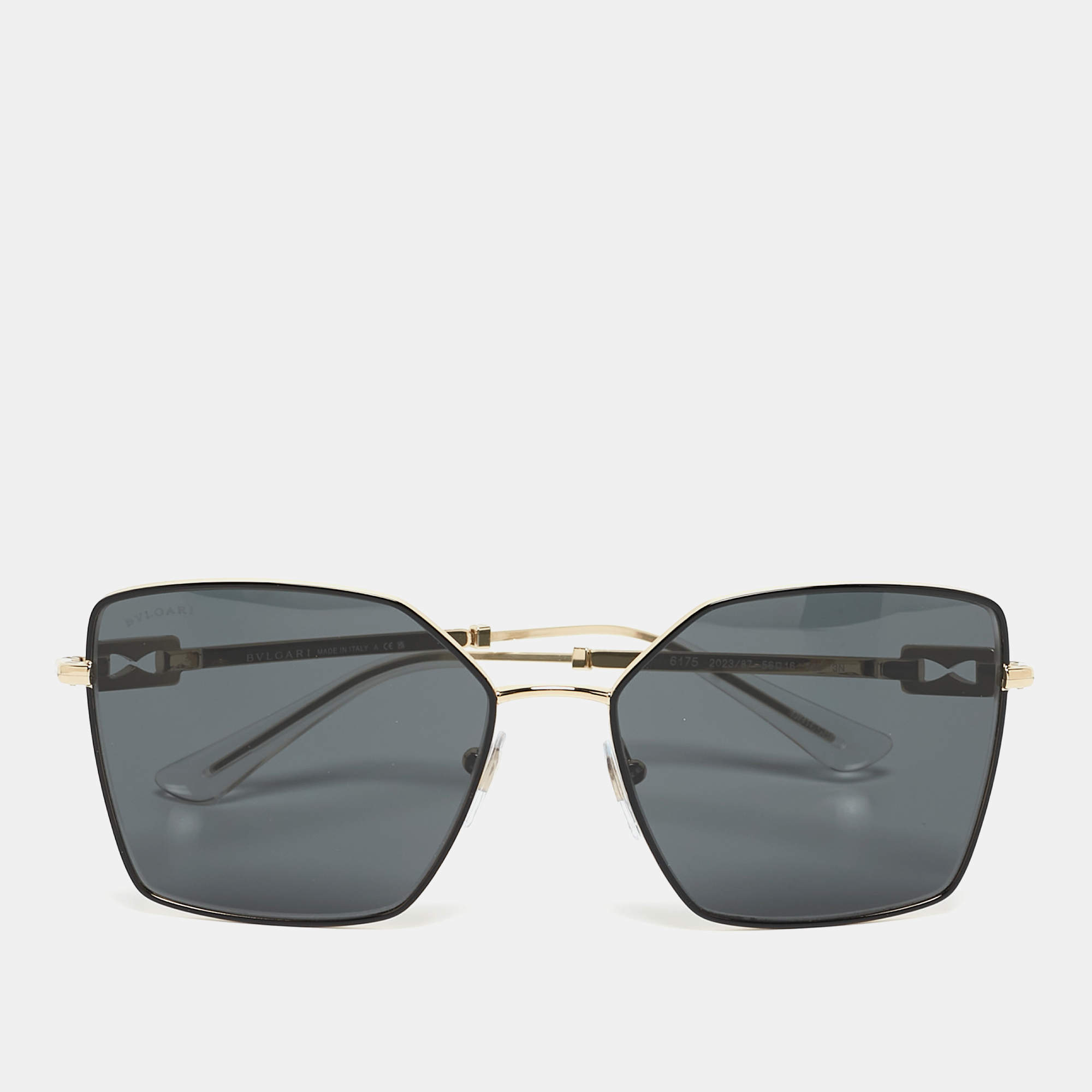 Pre Owned Bvlgari Black/Gold  67175 2023/87 Square Sunglasses